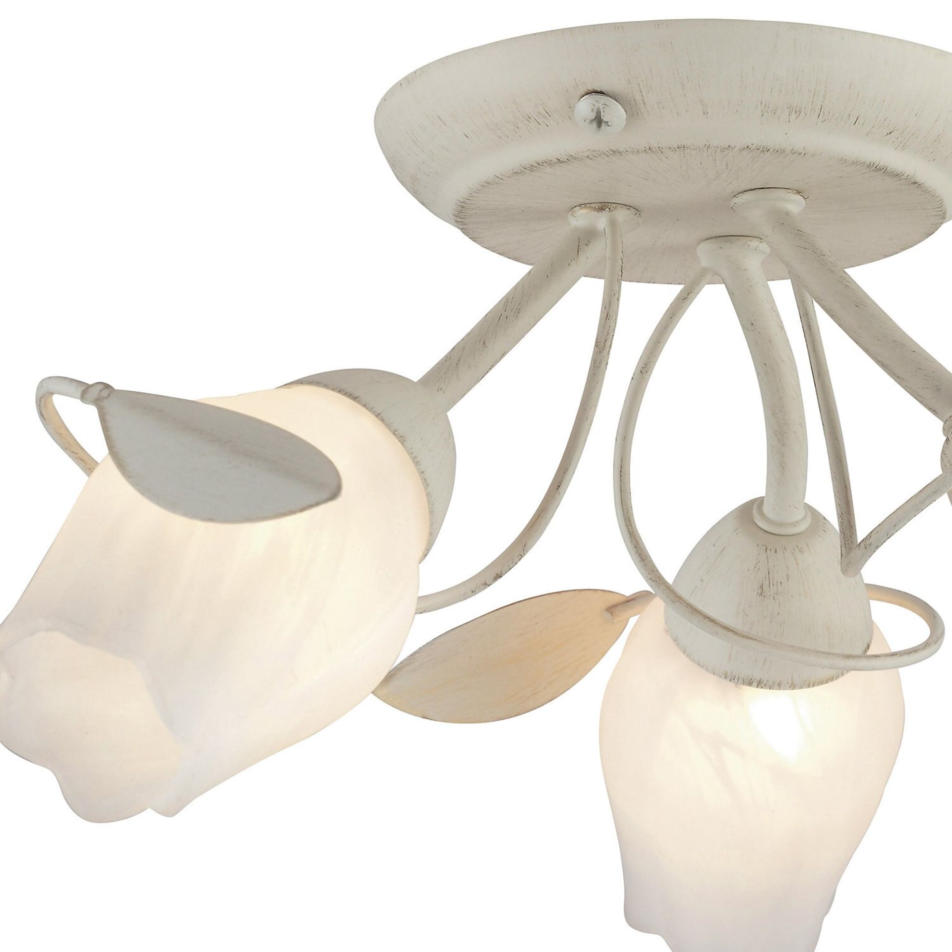 (XX115) April Cream Brushed 3 Lamp Ceiling light. This 3 lamp ceiling light has an elegant, fl... - Image 2 of 2