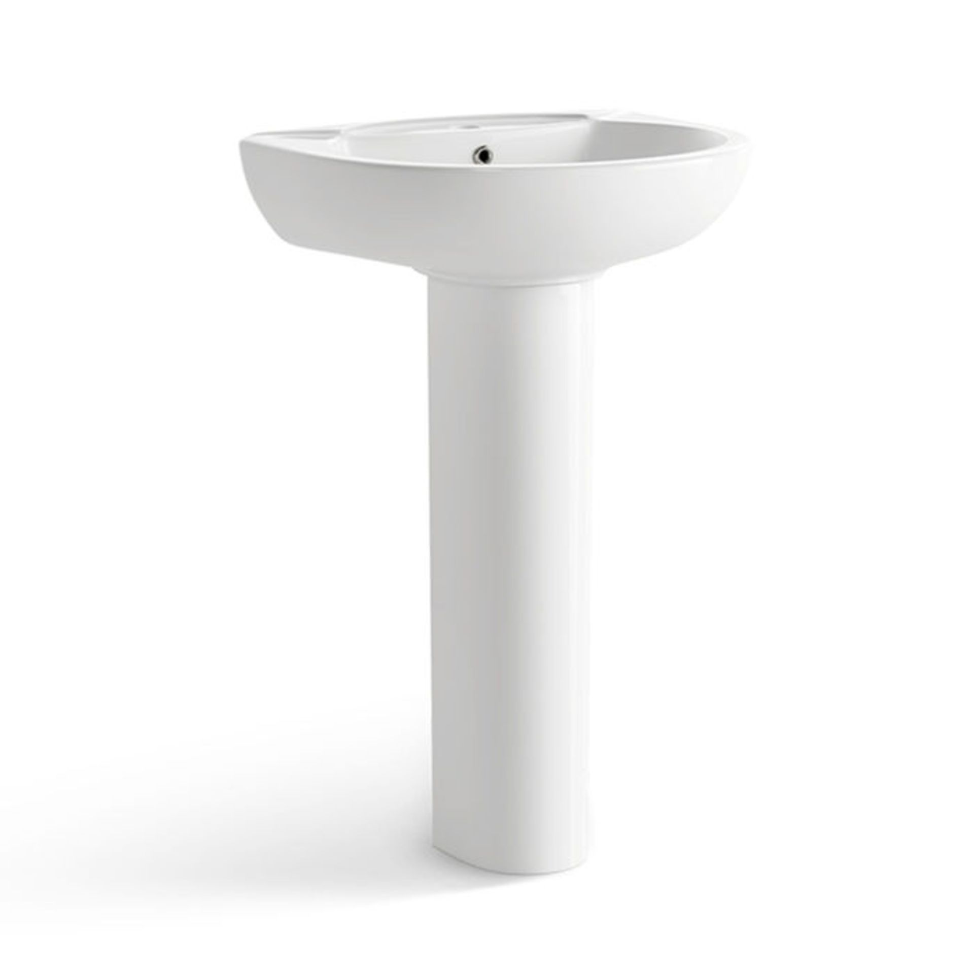 (XX110) Quartz Sink & Pedestal - Single Tap Hole. Made from White Vitreous China and finished w...