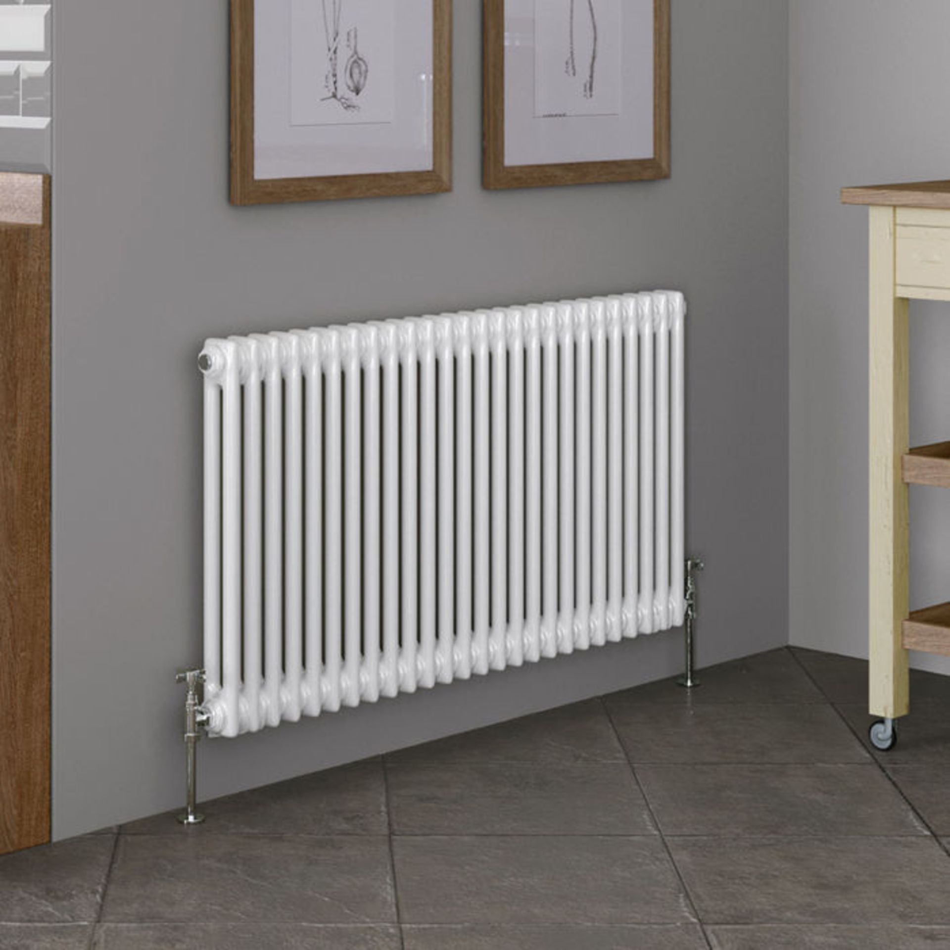 (DW87) 600x1188mm Traditional White Double Panel Horizontal Column Radiator. RRP £441.99. Made... - Image 3 of 4