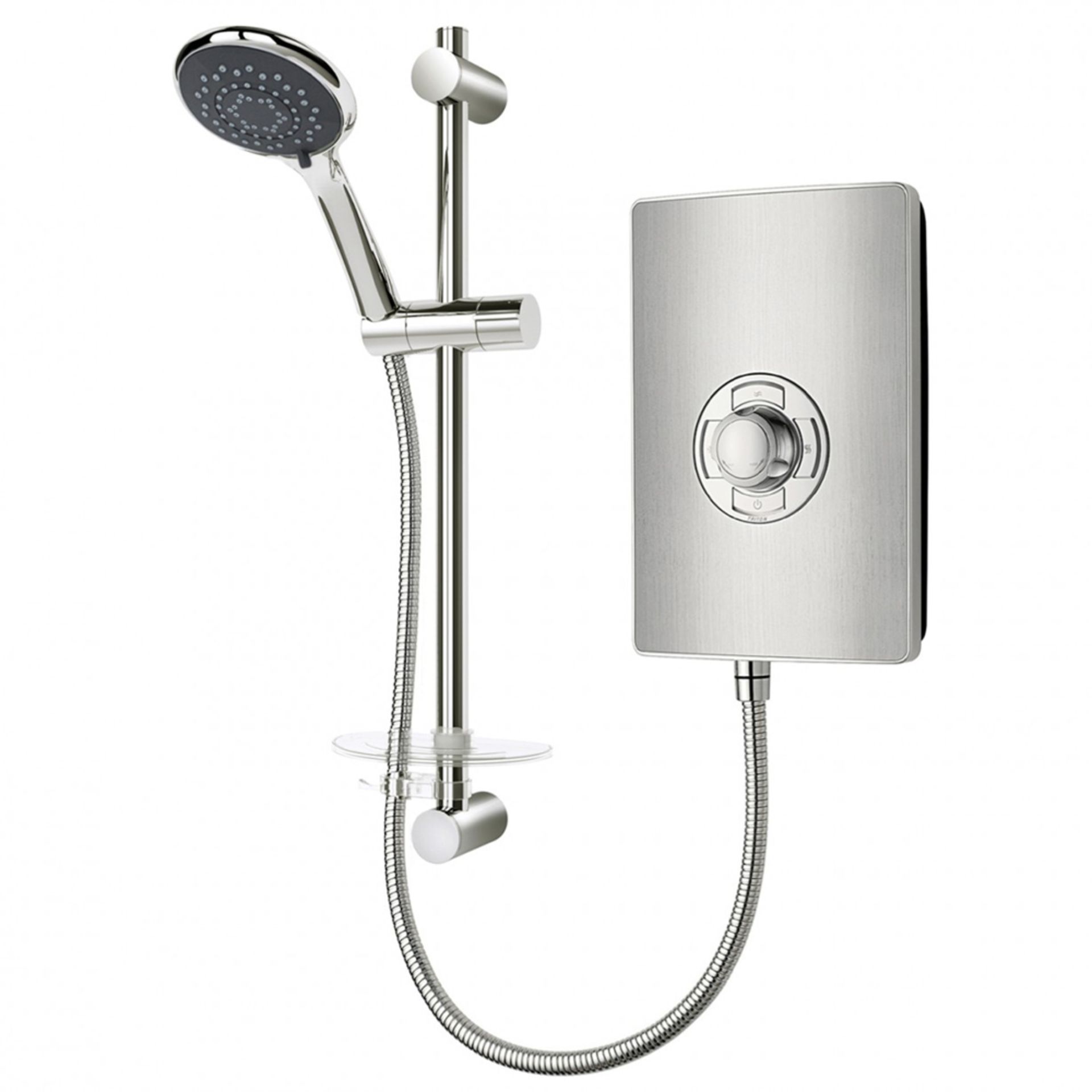 (DW28) Triton - Aspirante 9.5kw Electric Shower - Brushed Steel. With its ultra clean lines an...