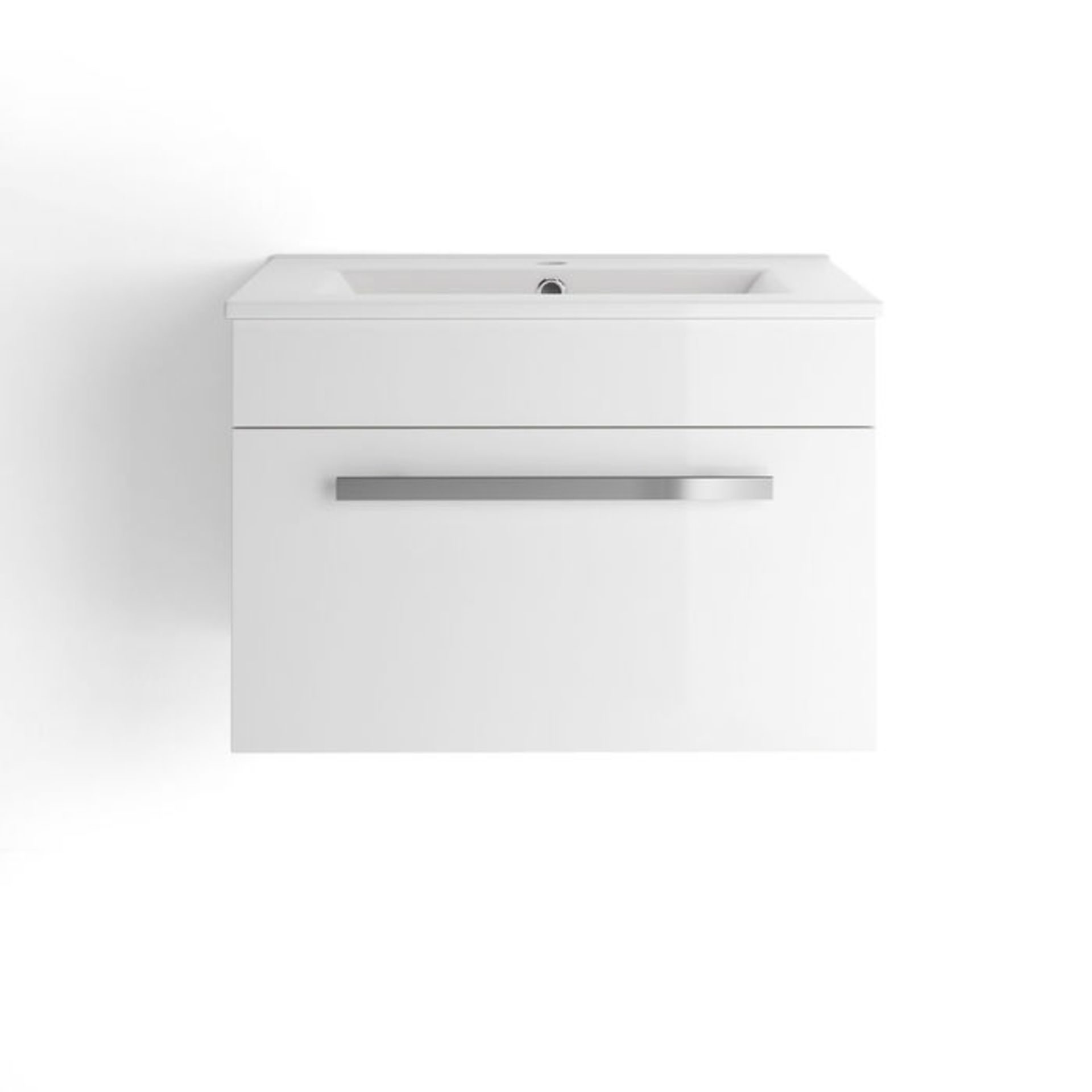 (DW42) 600mm Avon High Gloss White Sink Cabinet - Wall Hung. RRP £499.99. Comes complete with ... - Image 4 of 4