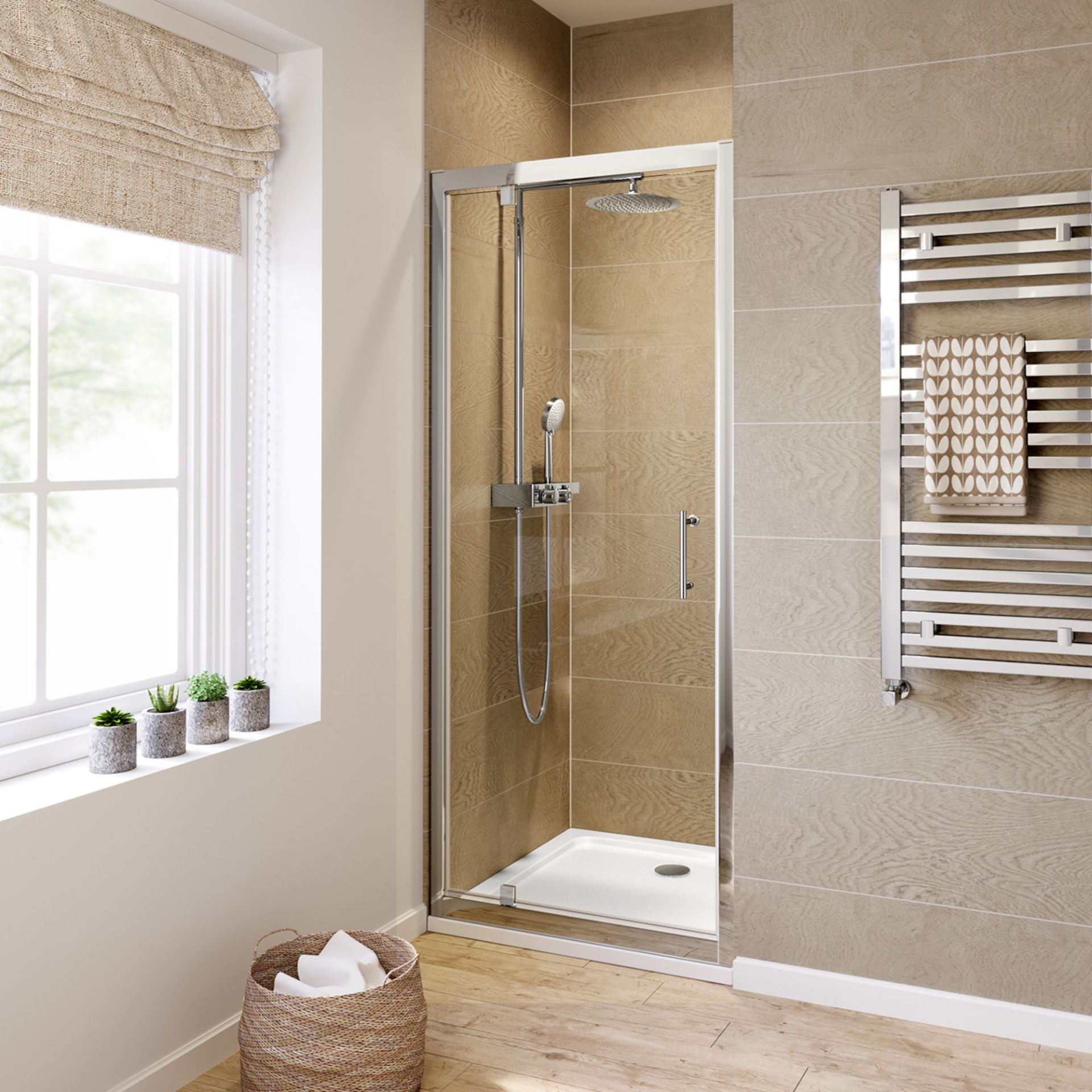 (AD30) 760mm 6mm - Elements Pivot Shower Door. RRP £299.99. 6mm Safety Glass Fully waterproof testet - Image 3 of 4