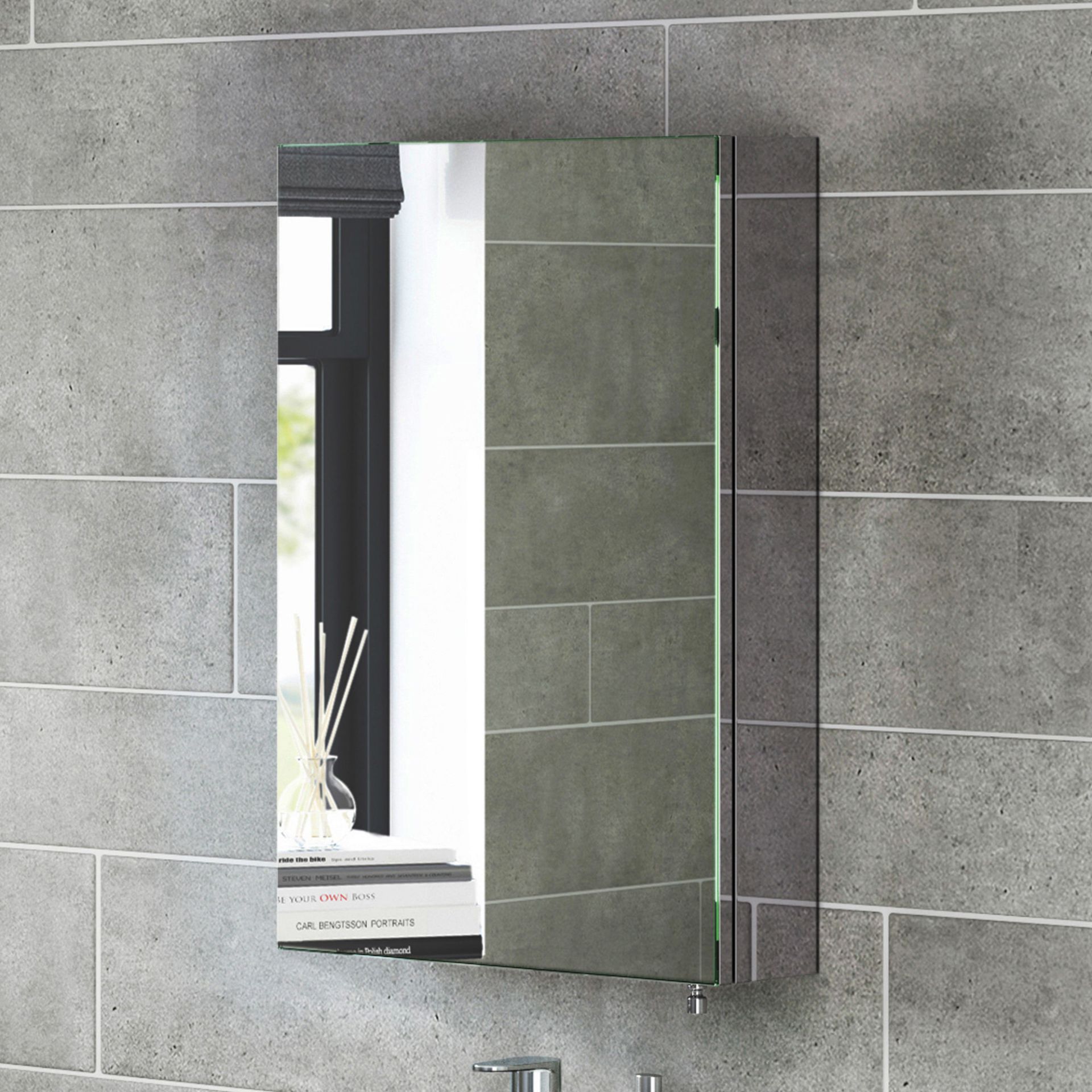 (DW47) 400x600mm Liberty Stainless Steel Single Door Mirror Cabinet. RRP £199.99. Made from hi...