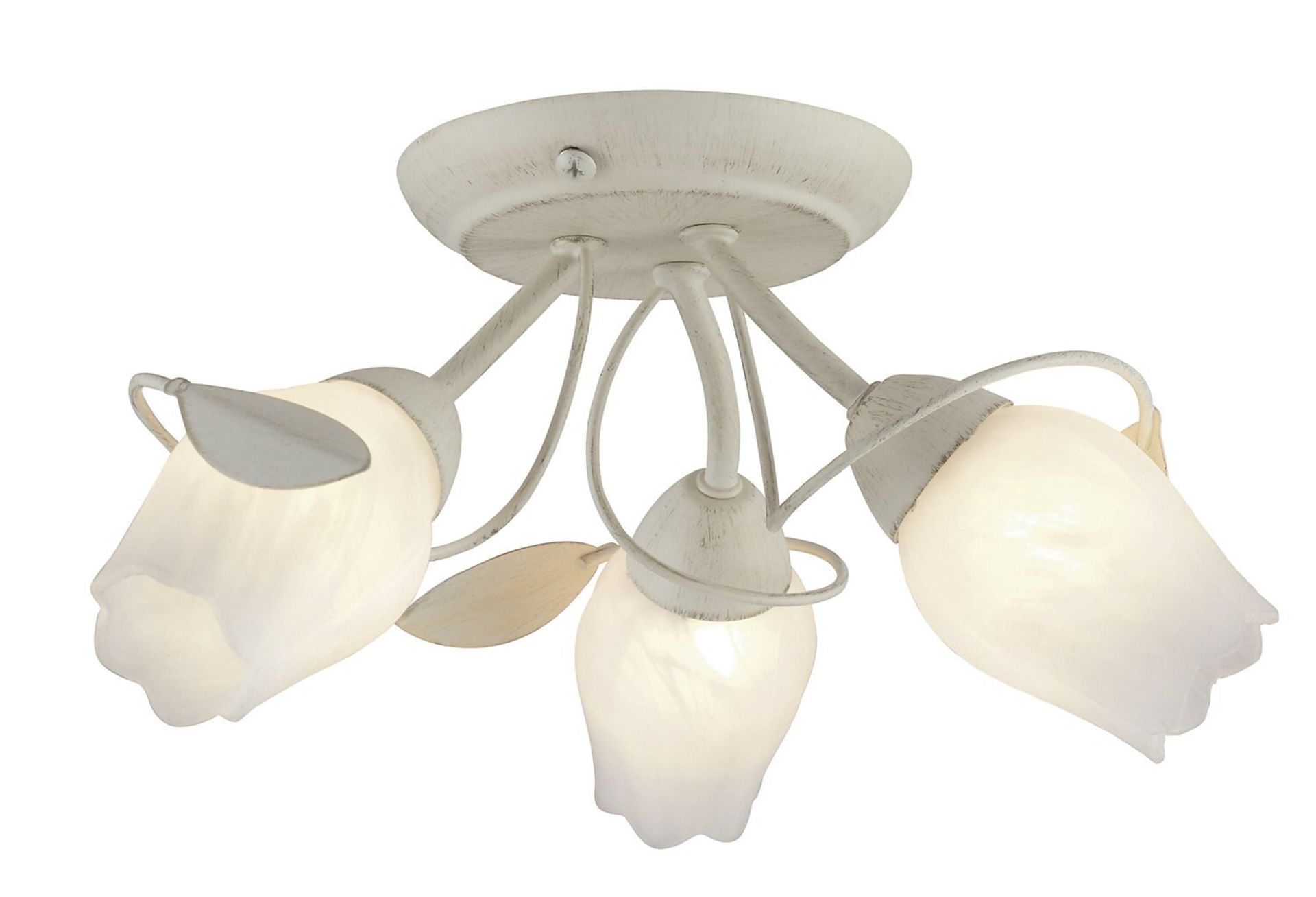 (XX115) April Cream Brushed 3 Lamp Ceiling light. This 3 lamp ceiling light has an elegant, fl...