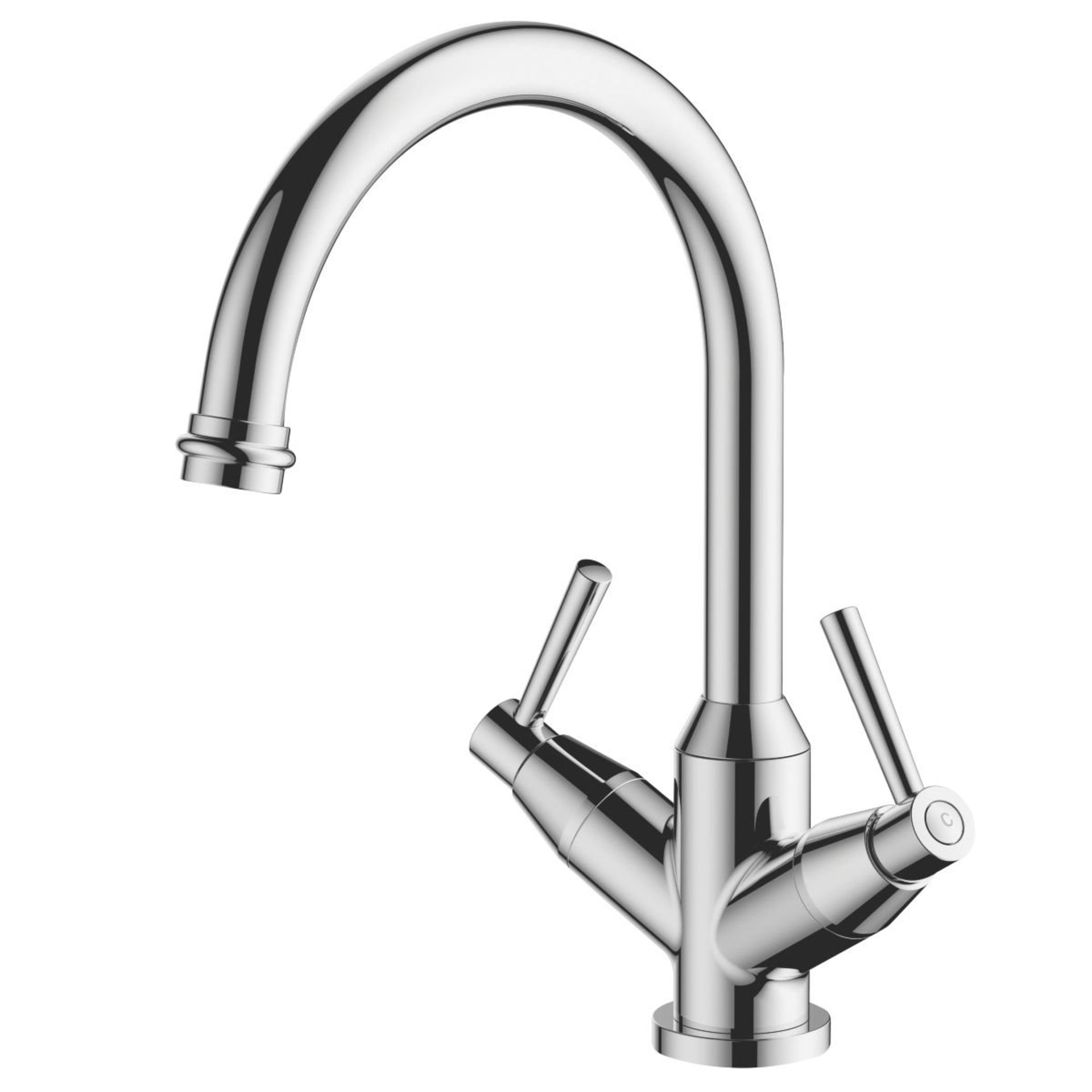 (XX126) Swirl Tempo Mono Mixer Kitchen Tap Chrome. Double Lever _ Turn Operation G_" _ Turn...