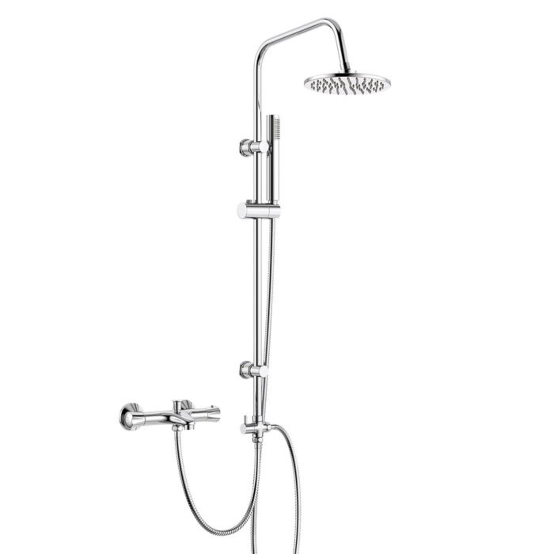 (QW169) 200mm Round Shower Kit with Thermostatic Wall Mounted Bath Filler. Fixed head for a - Image 2 of 4