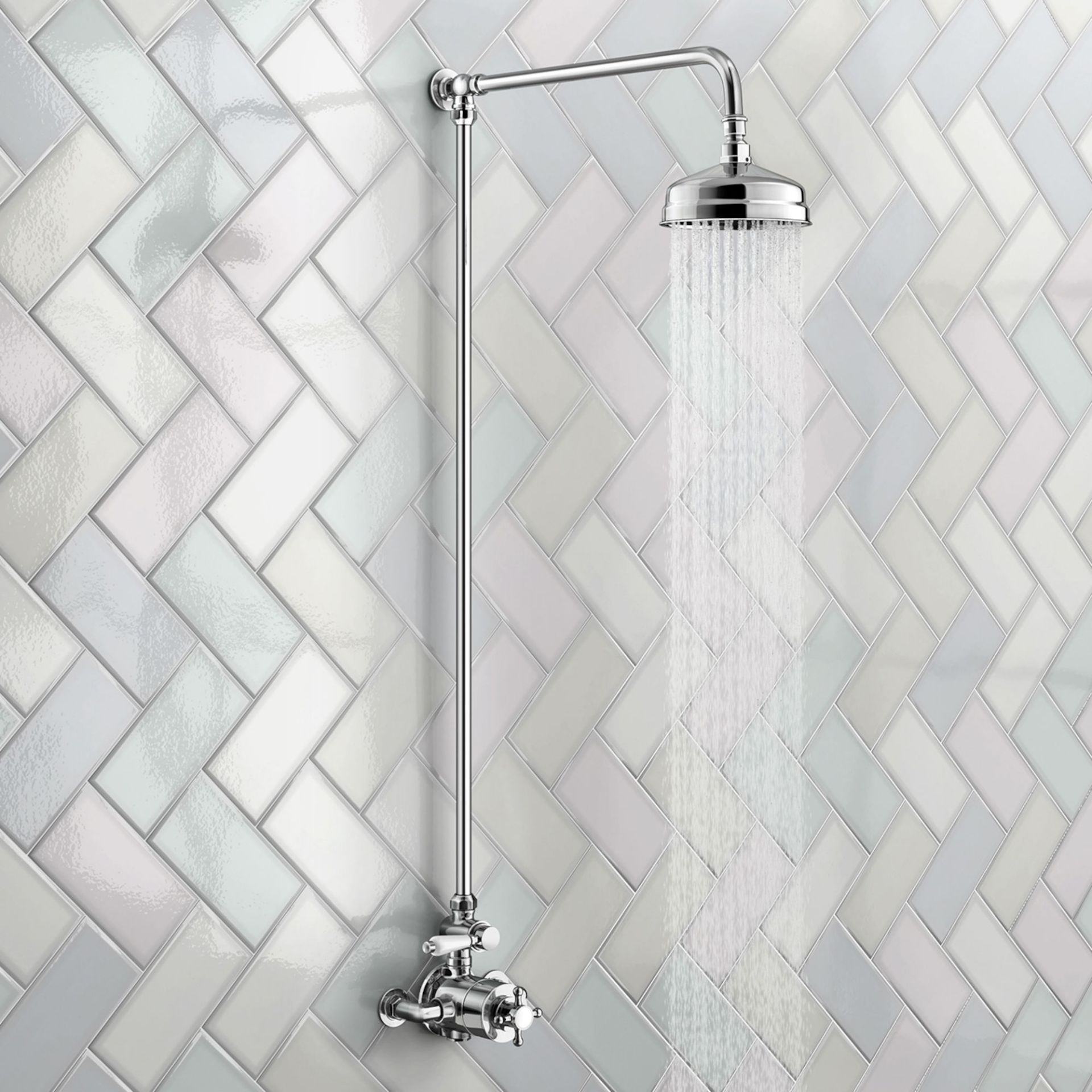 (DW27) Traditional Exposed Thermostatic Shower Kit & Medium Head. Traditional exposed valve com...