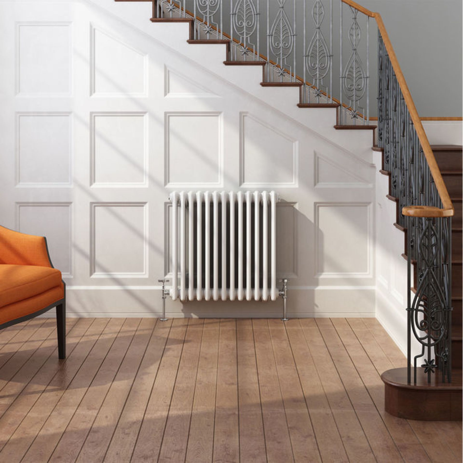 600x608mm White Double Panel Horizontal Colosseum Traditional Radiator. RRP £395.99. Made from low - Image 2 of 4