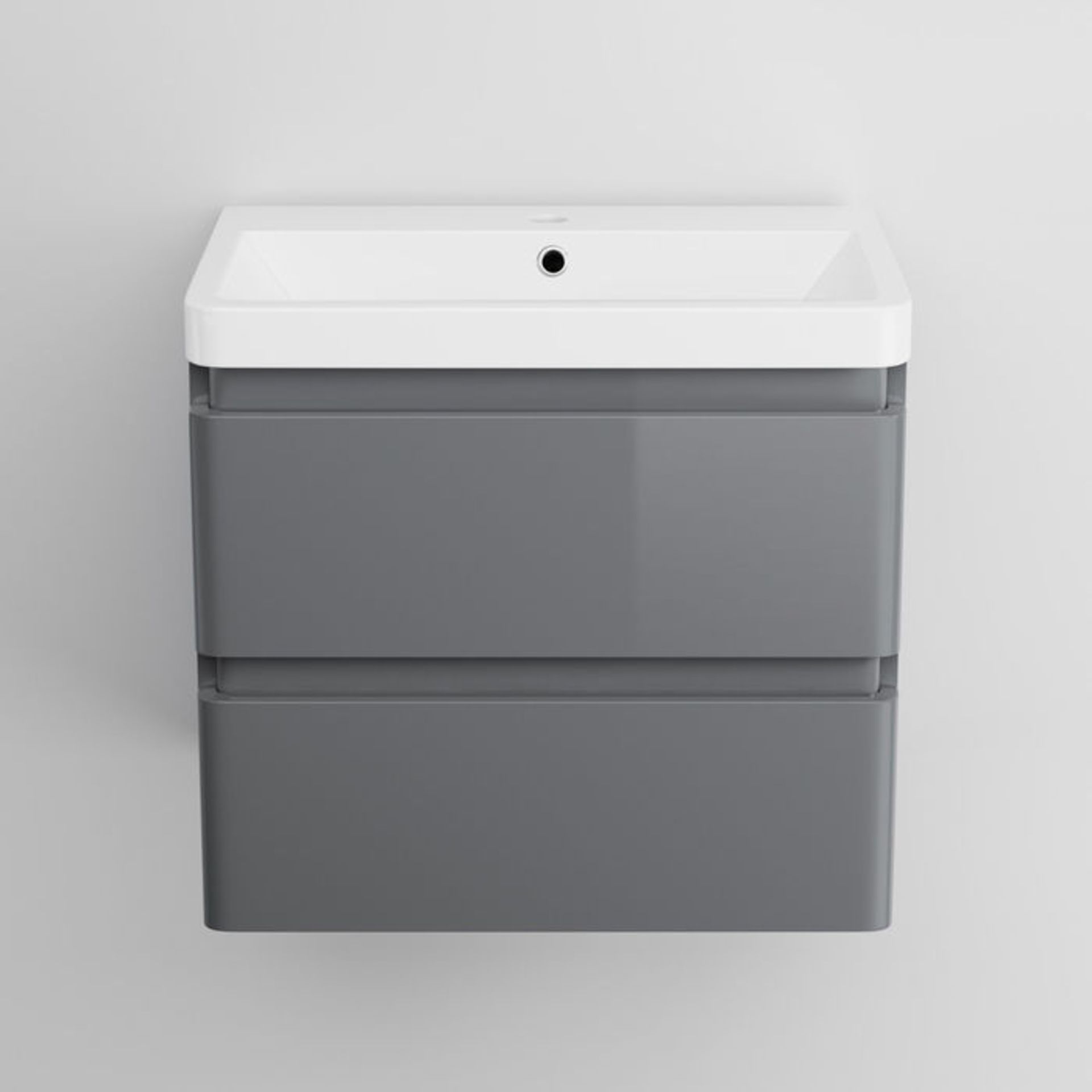 (CT51) 600mm Denver Gloss Grey Built In Basin Drawer Unit - Wall Hung. RRP £254.99. Comes complete - Image 4 of 4