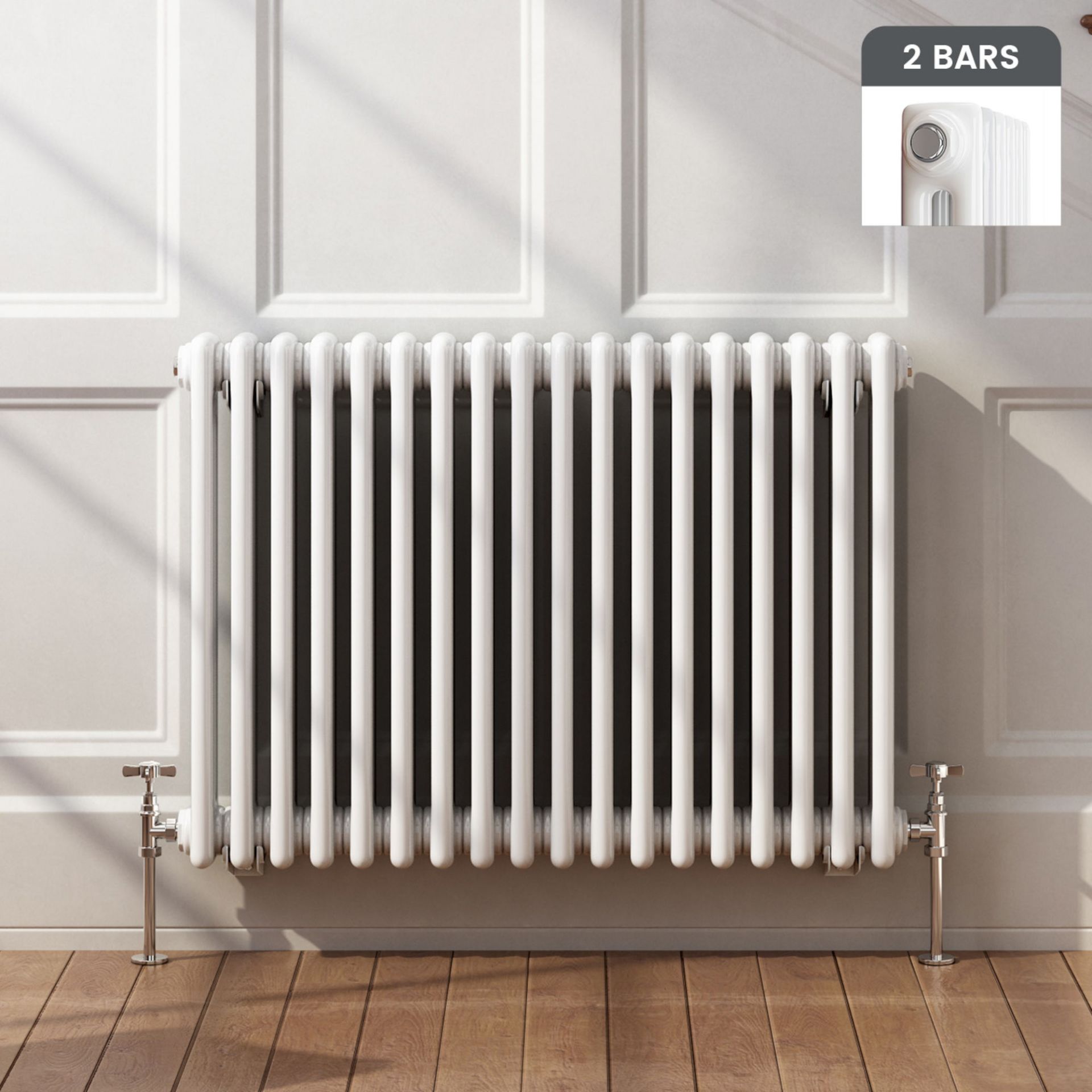 600x833mm White Double Panel Horizontal Colosseum Traditional Radiator. RRP £493.99. Made from low