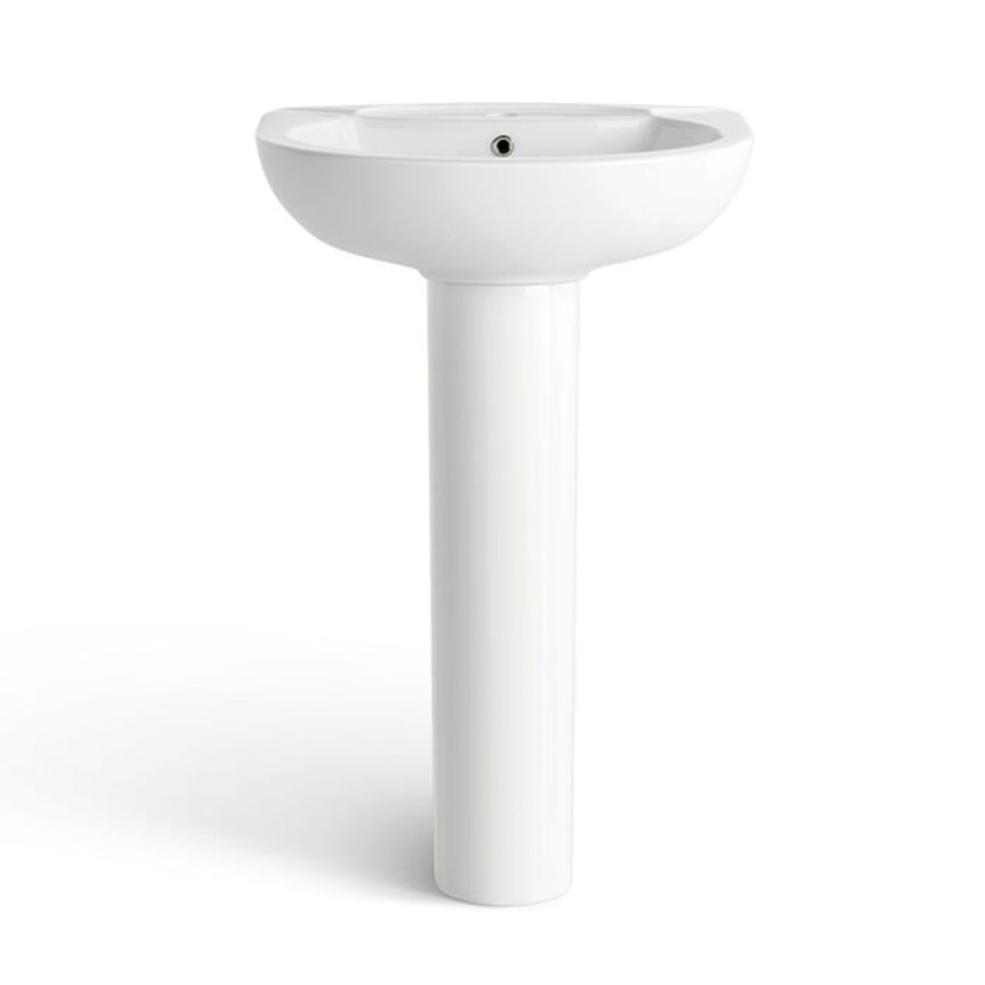 (XX110) Quartz Sink & Pedestal - Single Tap Hole. Made from White Vitreous China and finished w... - Image 2 of 2