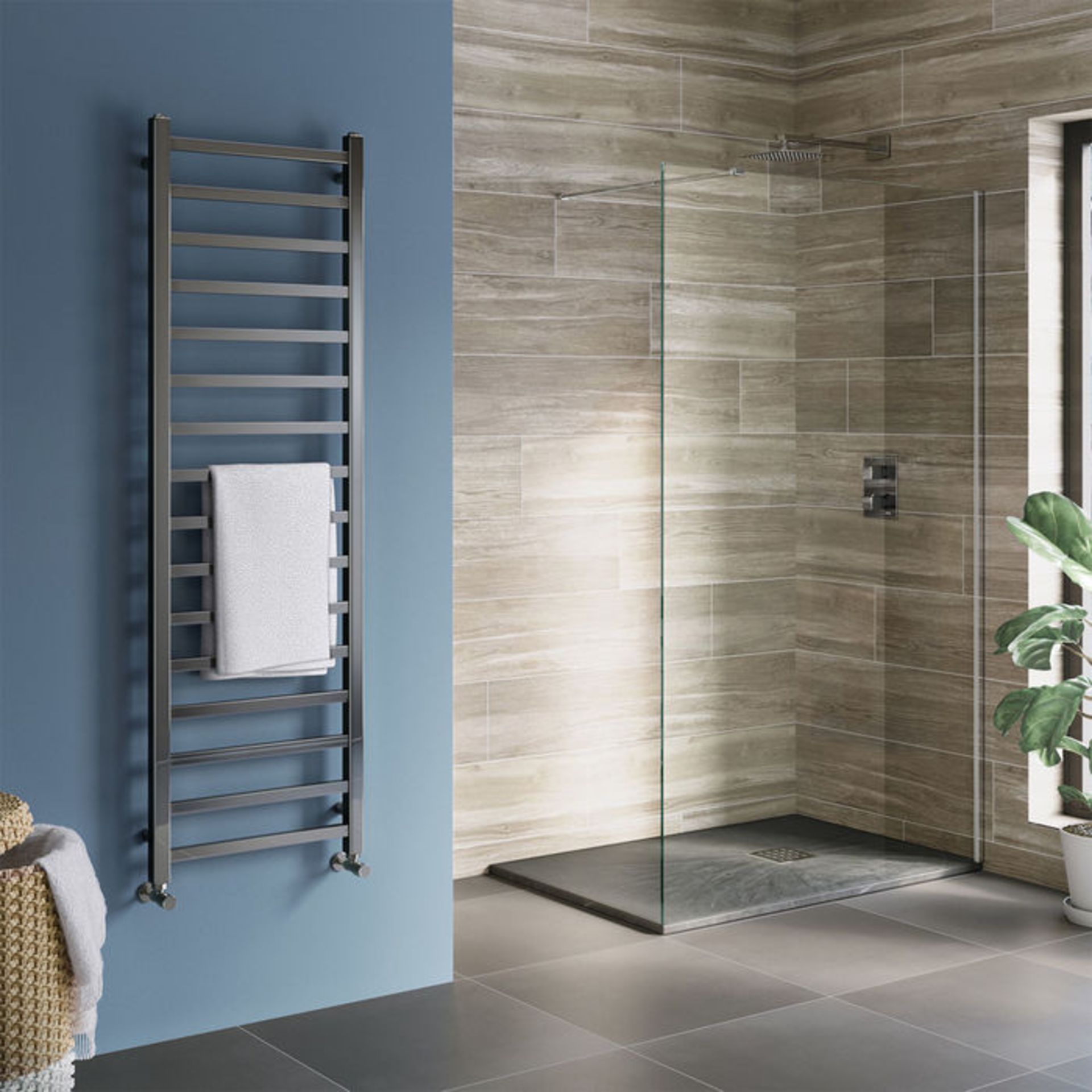 (DW16) 1600x500mm Black Nickel Square Rail Ladder Towel Radiator. RRP £374.99. Constructed fro... - Image 2 of 3