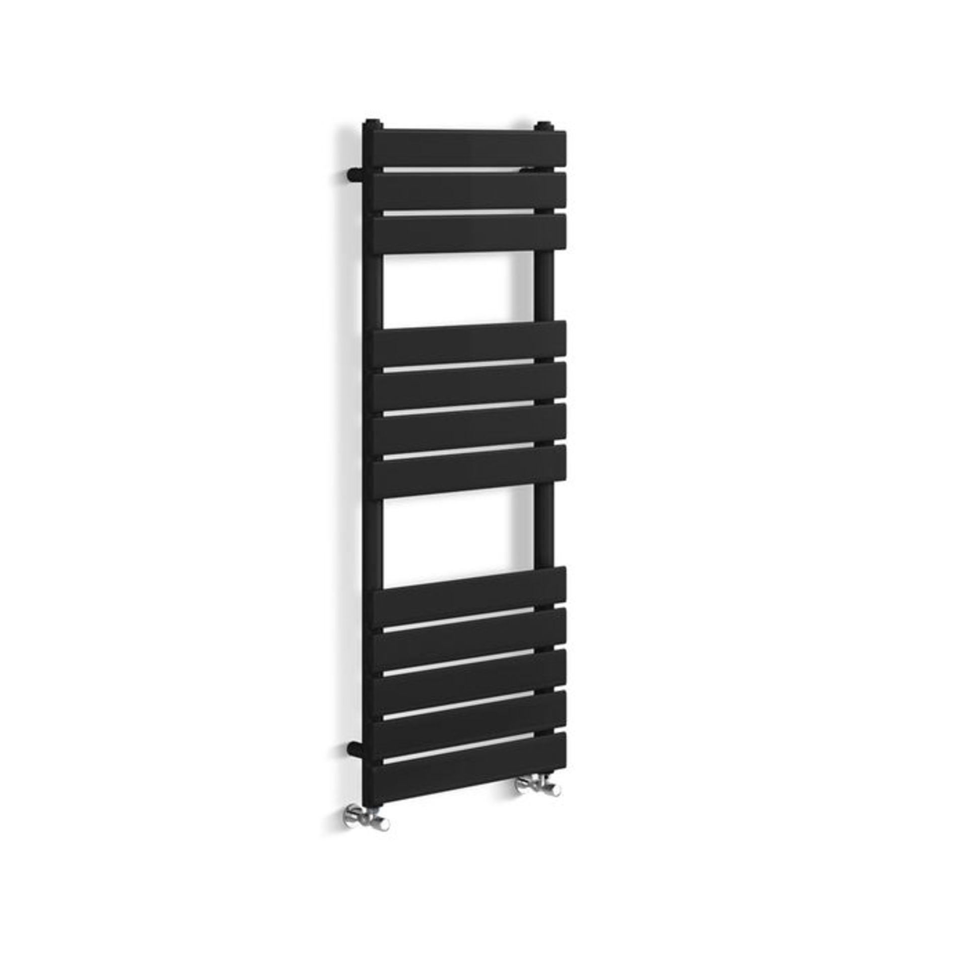 (DW258) 1200x450mm Matte Black Flat Panel Ladder Towel Radiator. RRP £349.99. Made with low ca... - Image 3 of 3