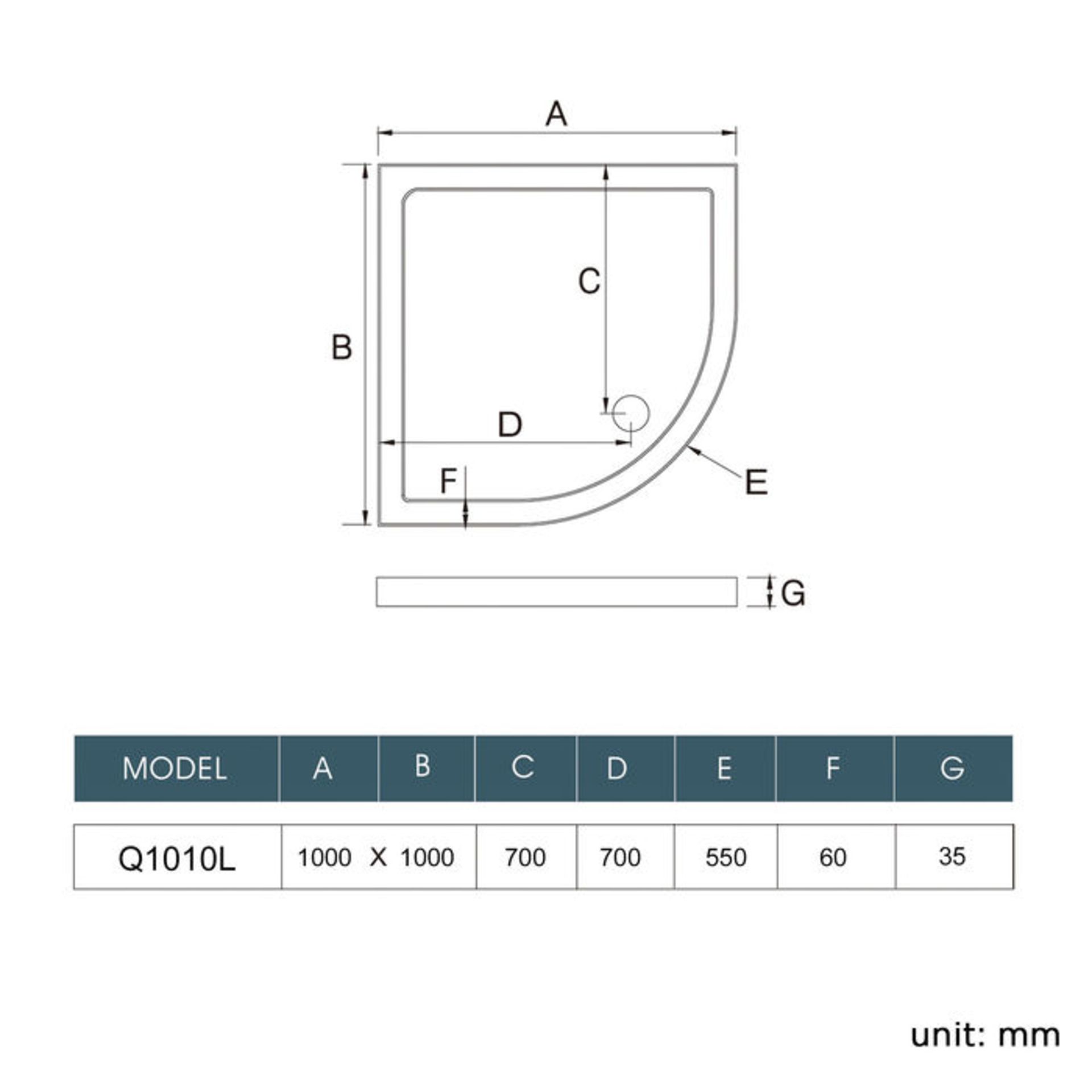 (AD136) 1000x1000mm Quadrant Ultra Slim Stone Shower Tray. Low profile ultra slim design Gel - Image 2 of 2