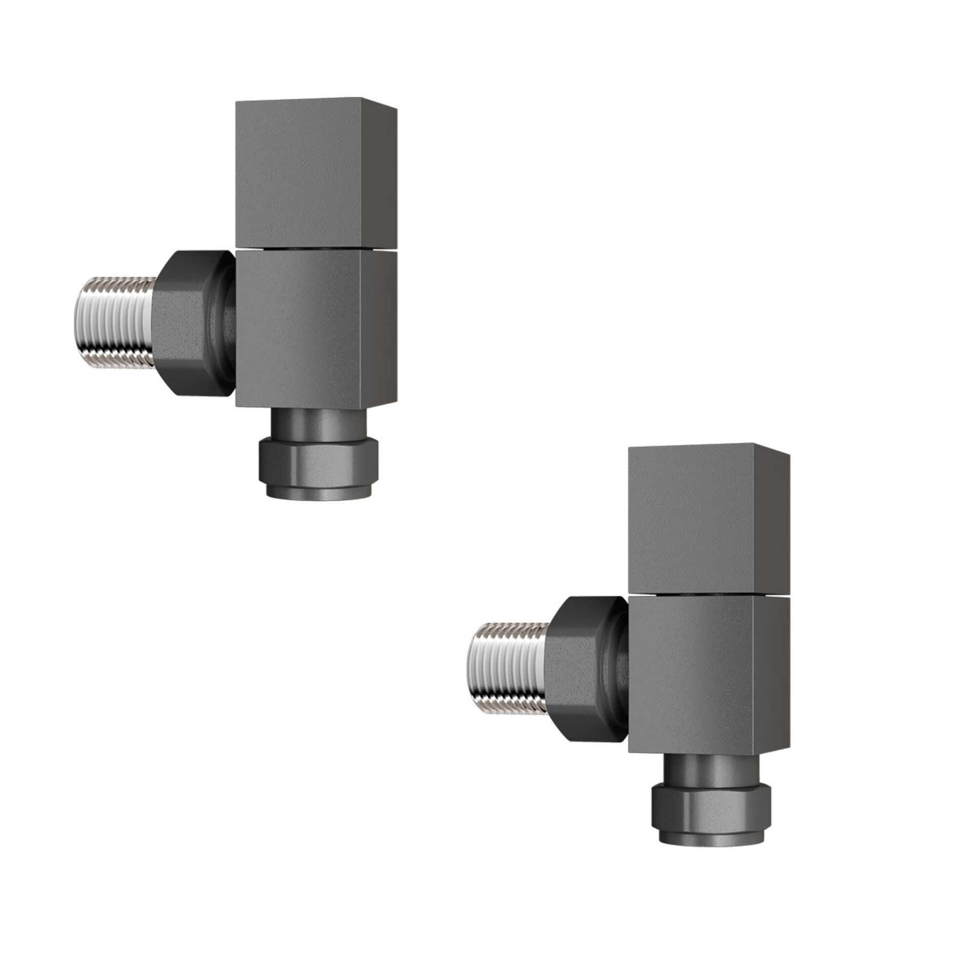 (D1065) 15mm Standard Connection Square Angled anthracite Radiator Valves Complies with BS2767...