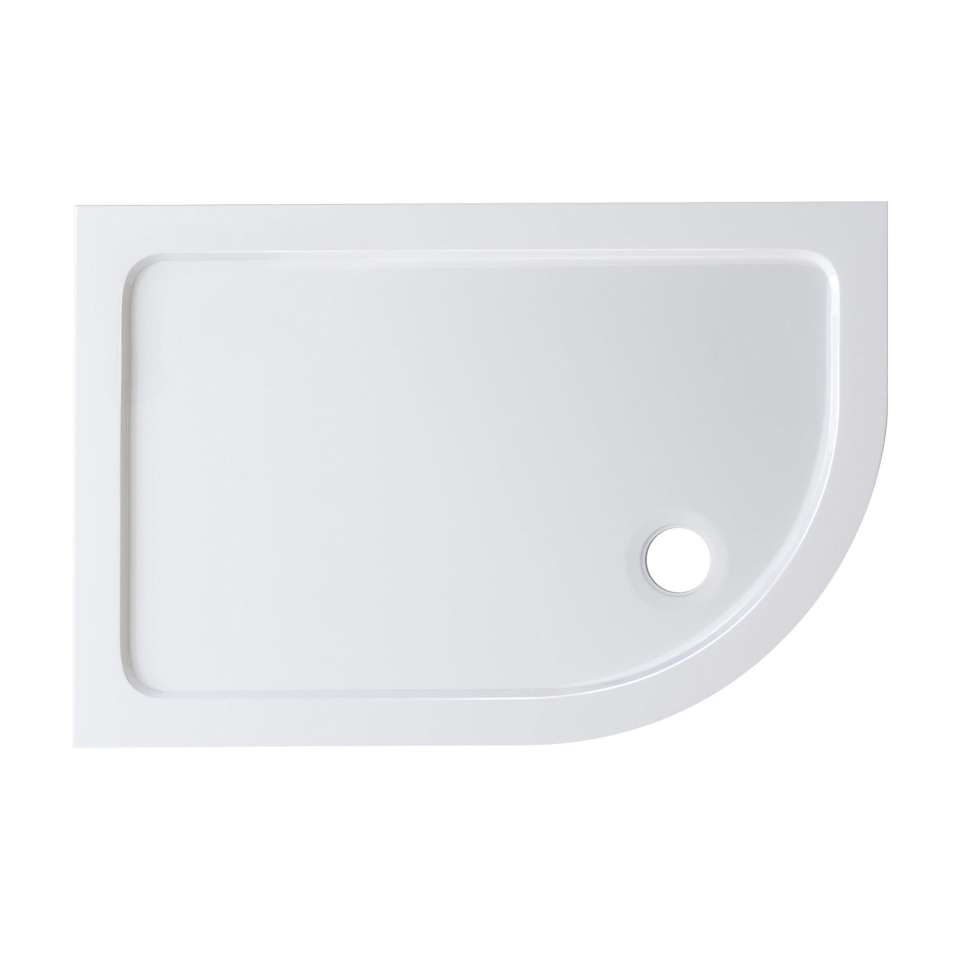 (DK235) 1200x800mm Offset Quadrant Ultra Slim Stone Shower Tray - Right. Low profile ultra slim