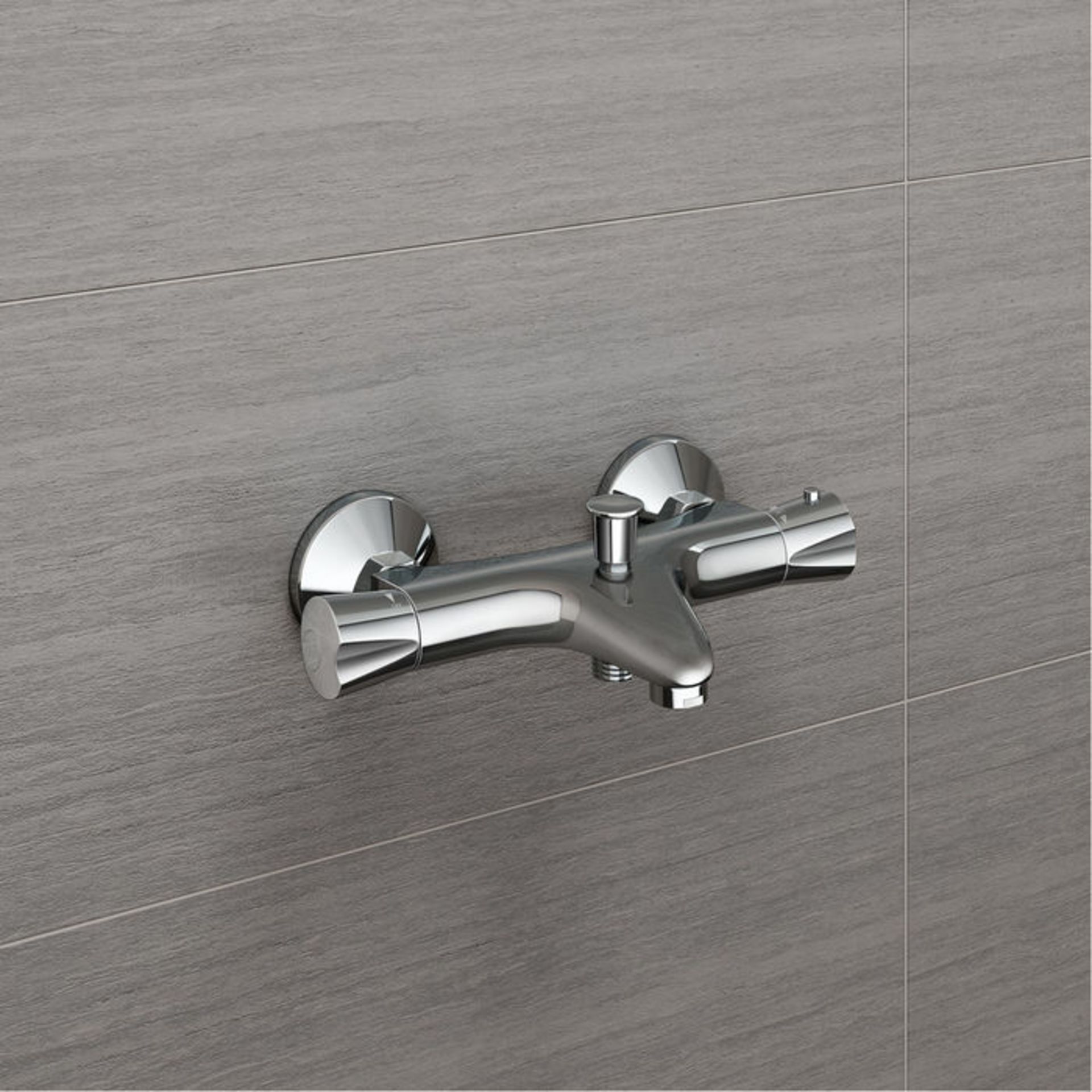 (D1015) Shower Mixer Valve with Bath Filler Chrome Plated Solid Brass Mixer Thermostatic mixe... - Image 2 of 3