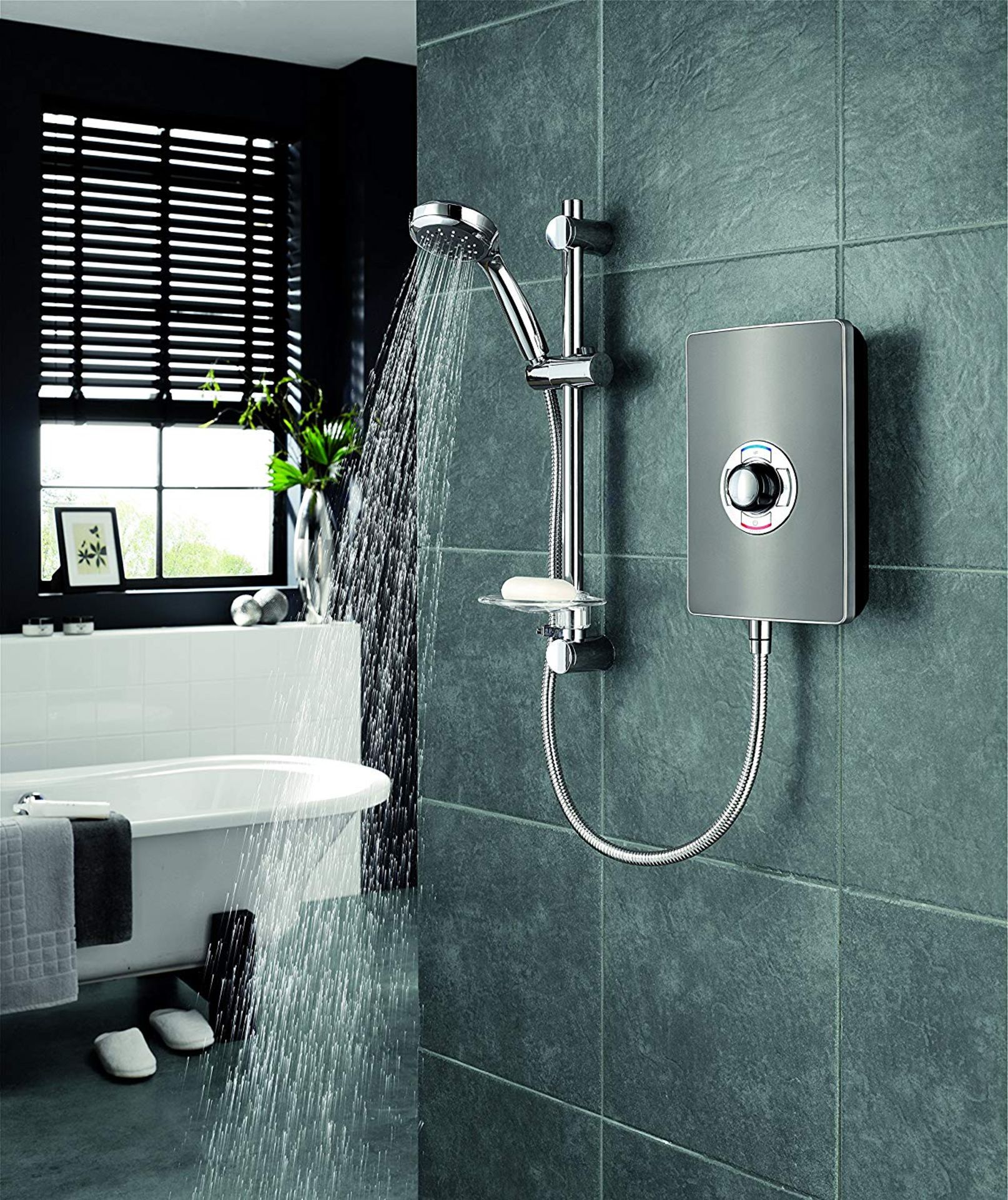 (XX186) Triton Collection II 9.5 kW Electric Shower - Gun Metal Effect. Phased Shutdown (Limesc...