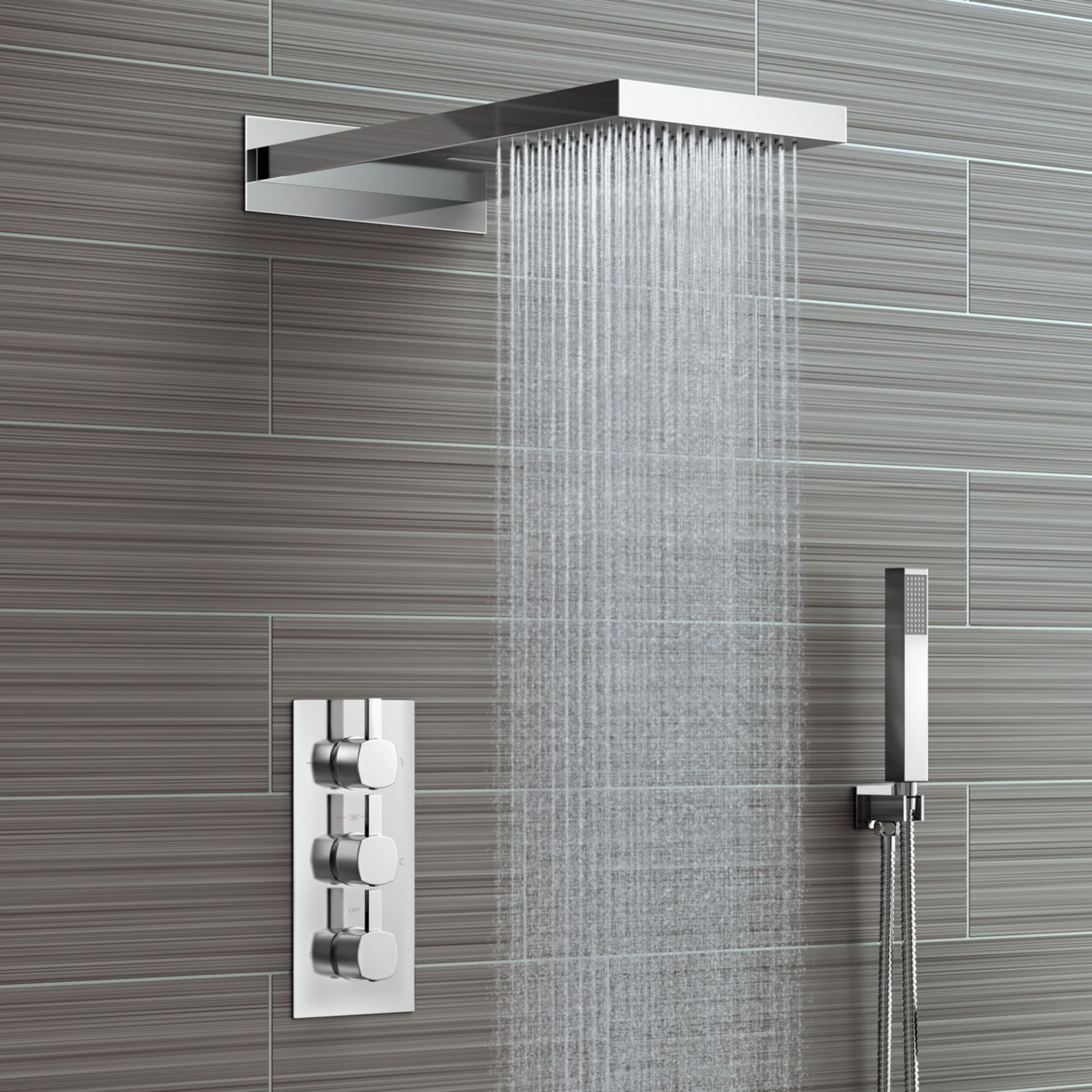 (MQ9) Rectangular Concealed Thermostatic Mixer Rainfall Shower Kit. RRP £549.99. Opt for eithe...