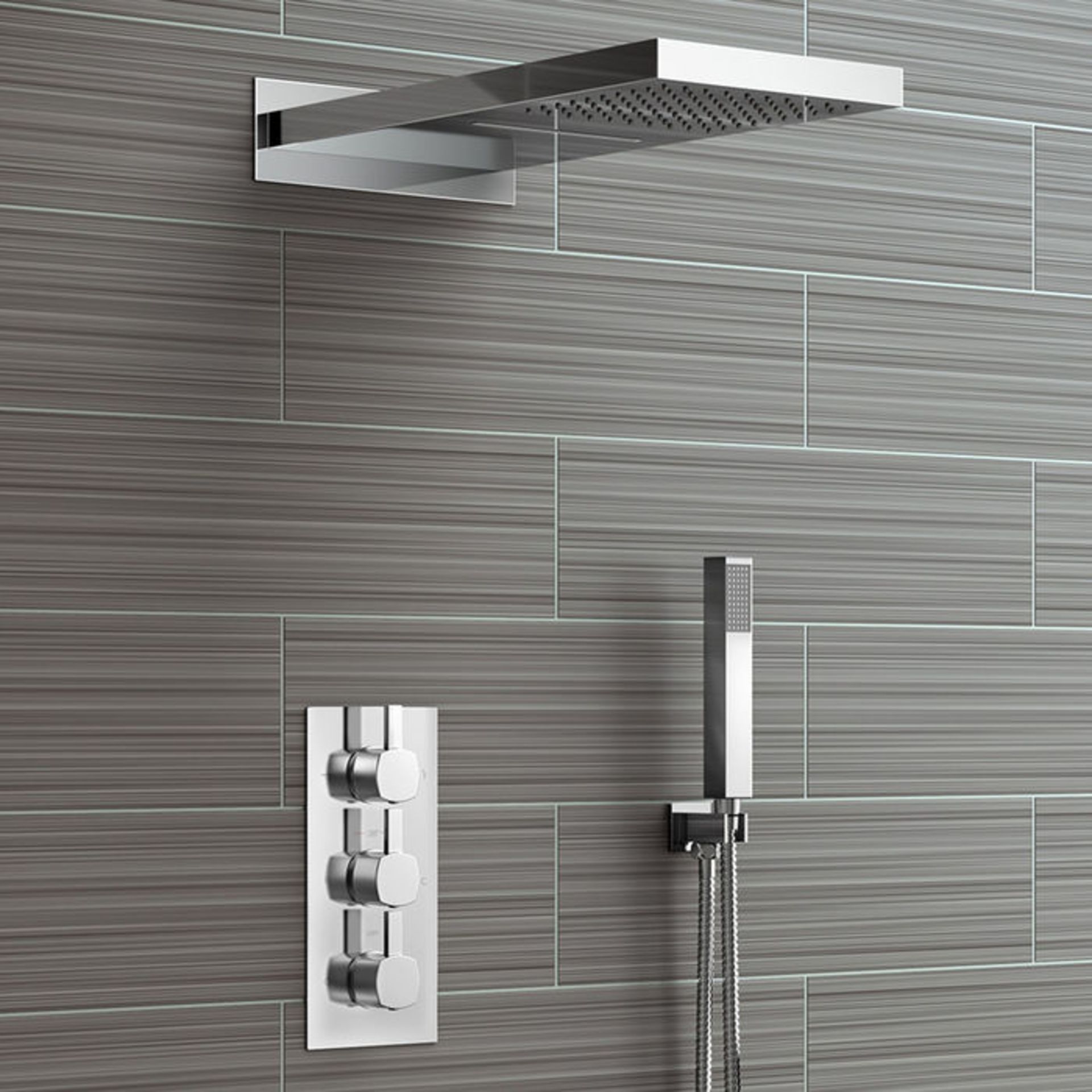 (MQ9) Rectangular Concealed Thermostatic Mixer Rainfall Shower Kit. RRP £549.99. Opt for eithe... - Image 2 of 4