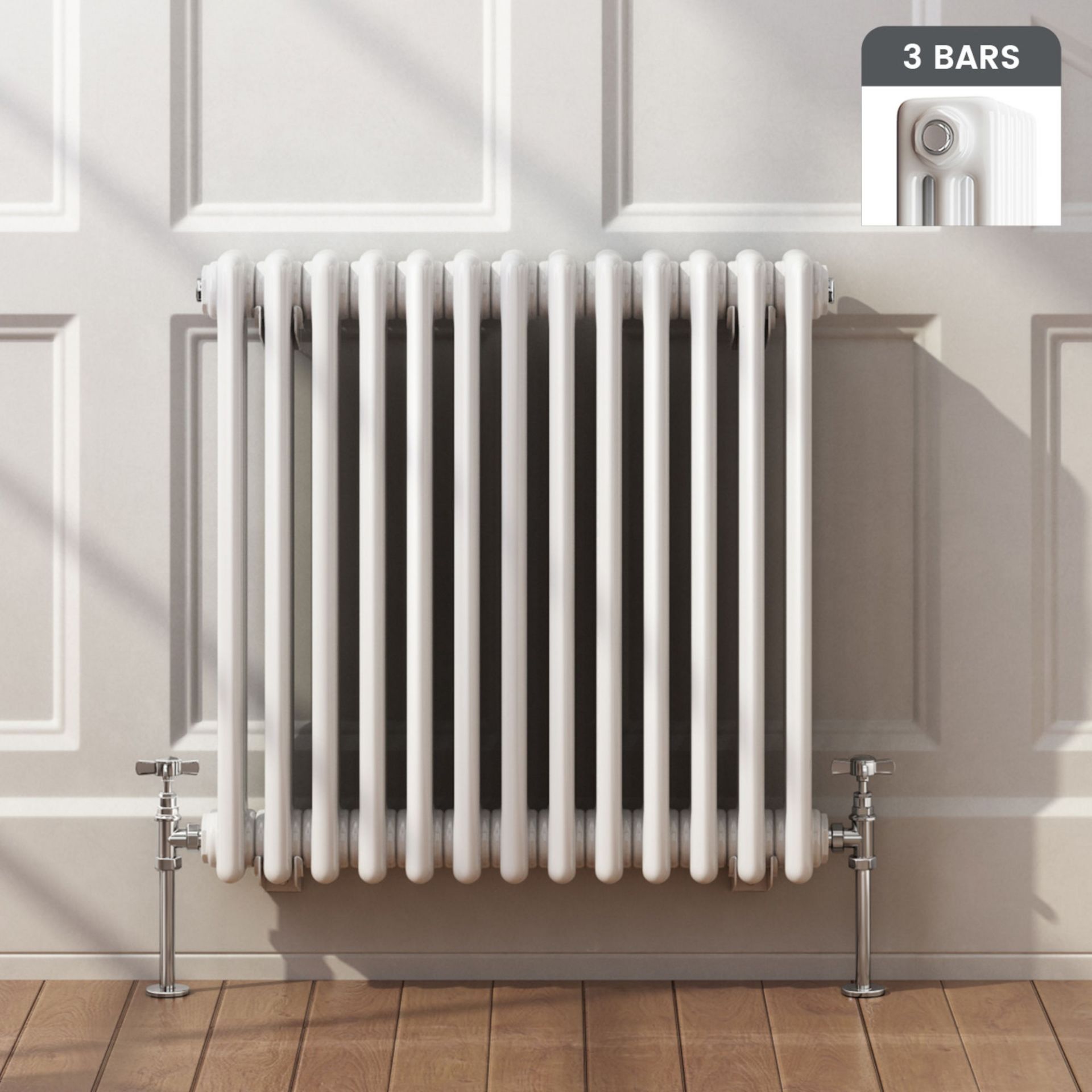 (MQ92) 600x628mm White Triple Panel Horizontal Colosseum Traditional Radiator. RRP £369.99. Fo...