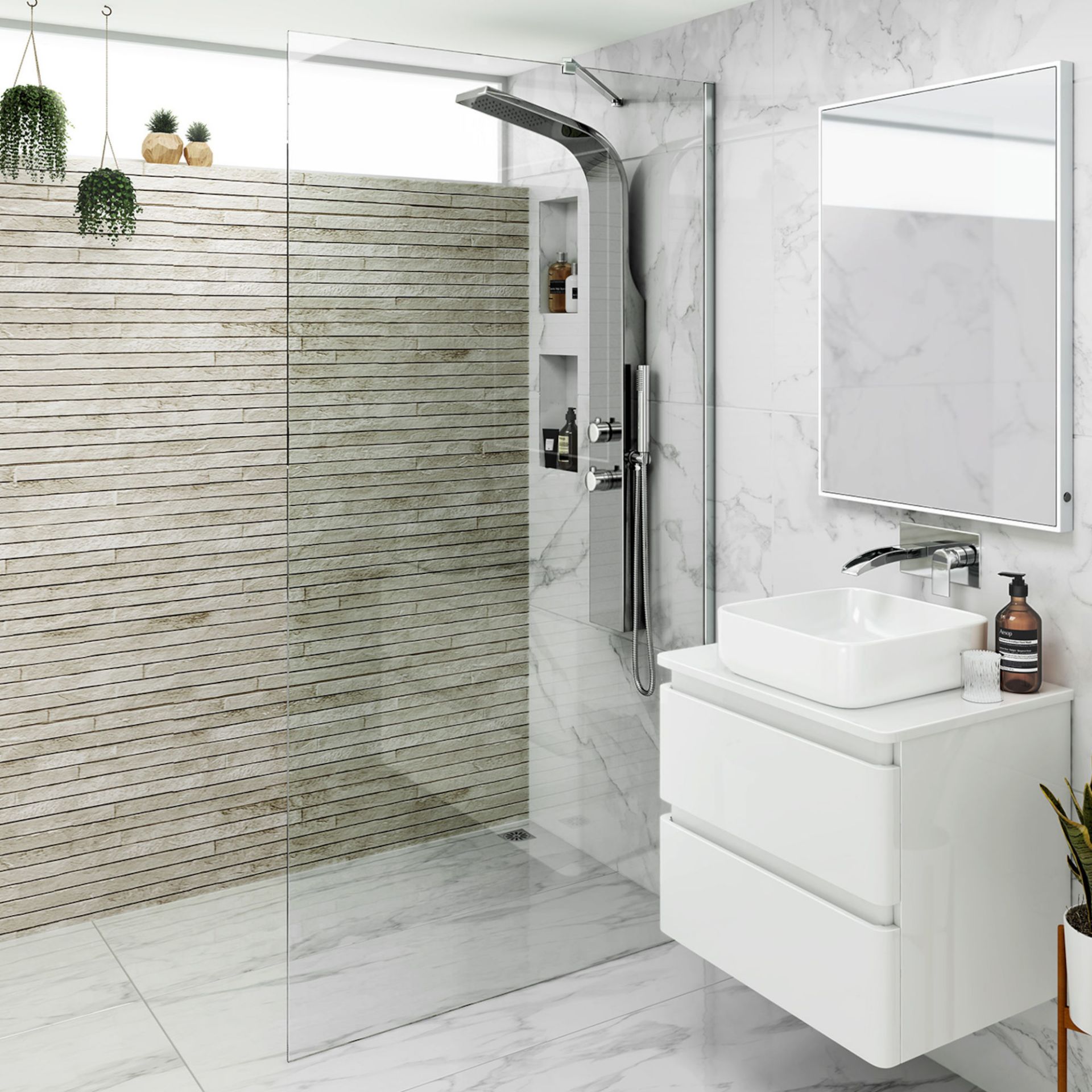 (MQ37) 800mm - 8mm - Designer EasyClean Wetroom Panel. RRP £299.99. 8mm EasyClean glass - Our ...