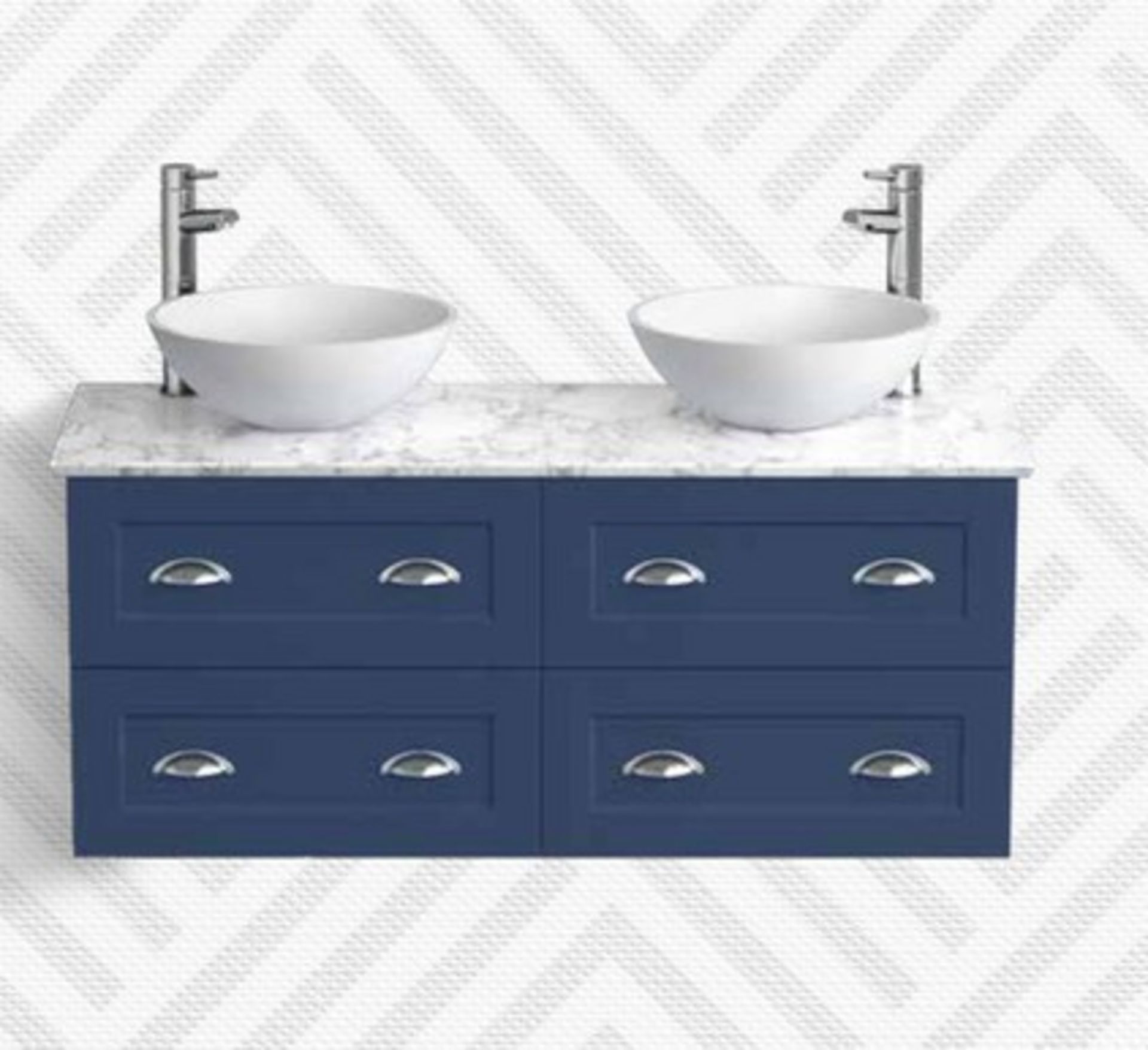 (MQ4) 1200mm Hattie Countertop Vanity Unit. Comes complete with only one basin. Marble effect c... - Image 4 of 5