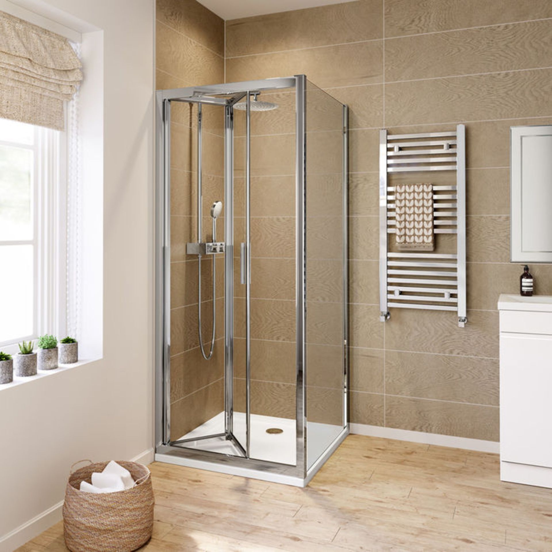 (MQ38) 900x900mm - 6mm - Elements EasyClean Bi Fold Door Shower Enclosure. RRP £343.99. 6mm Ea... - Image 4 of 5