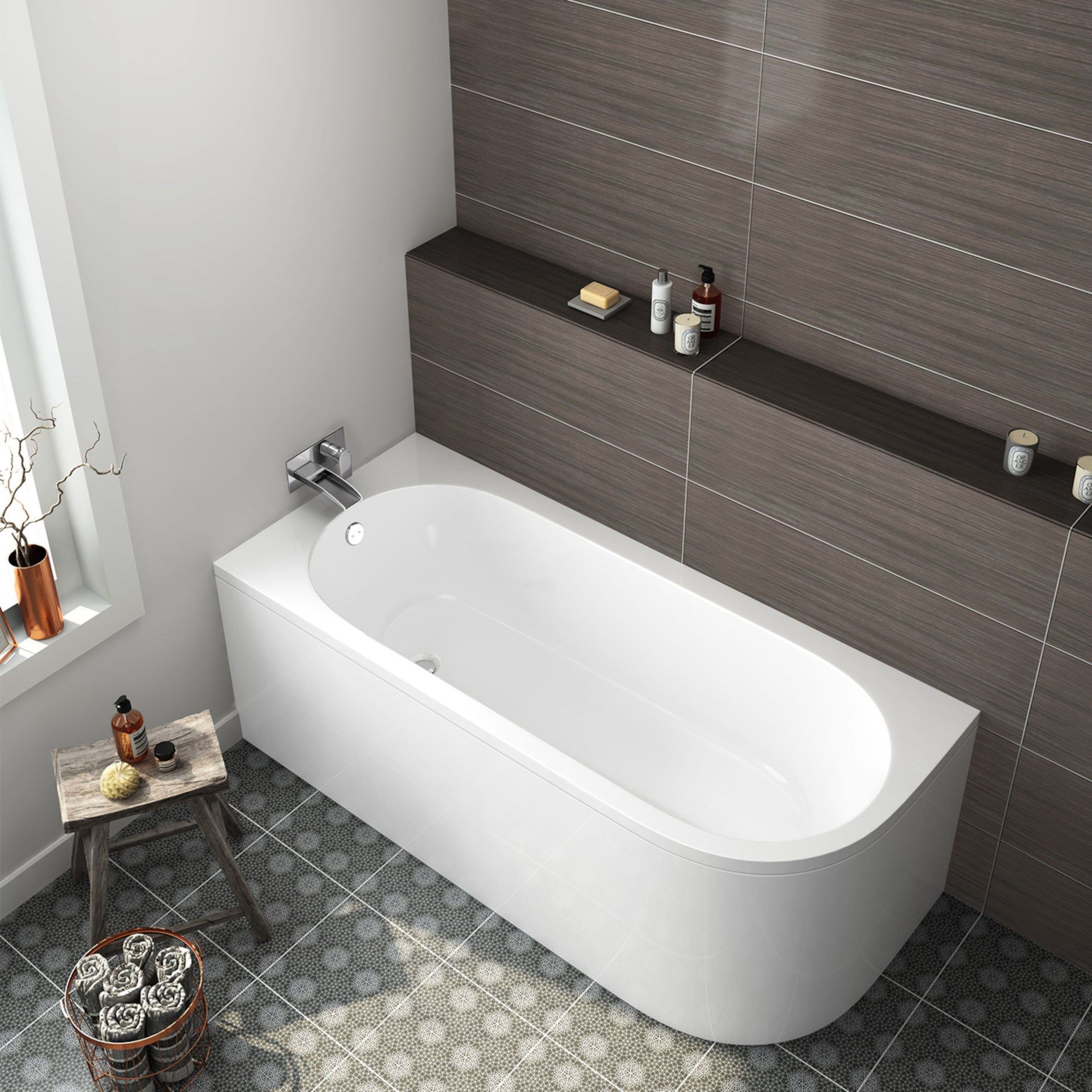 (KL94) 1695x745mm Denver Corner Back to Wall Bath (Includes Panels) - Left Hand. RRP £499.99. Double - Image 3 of 4