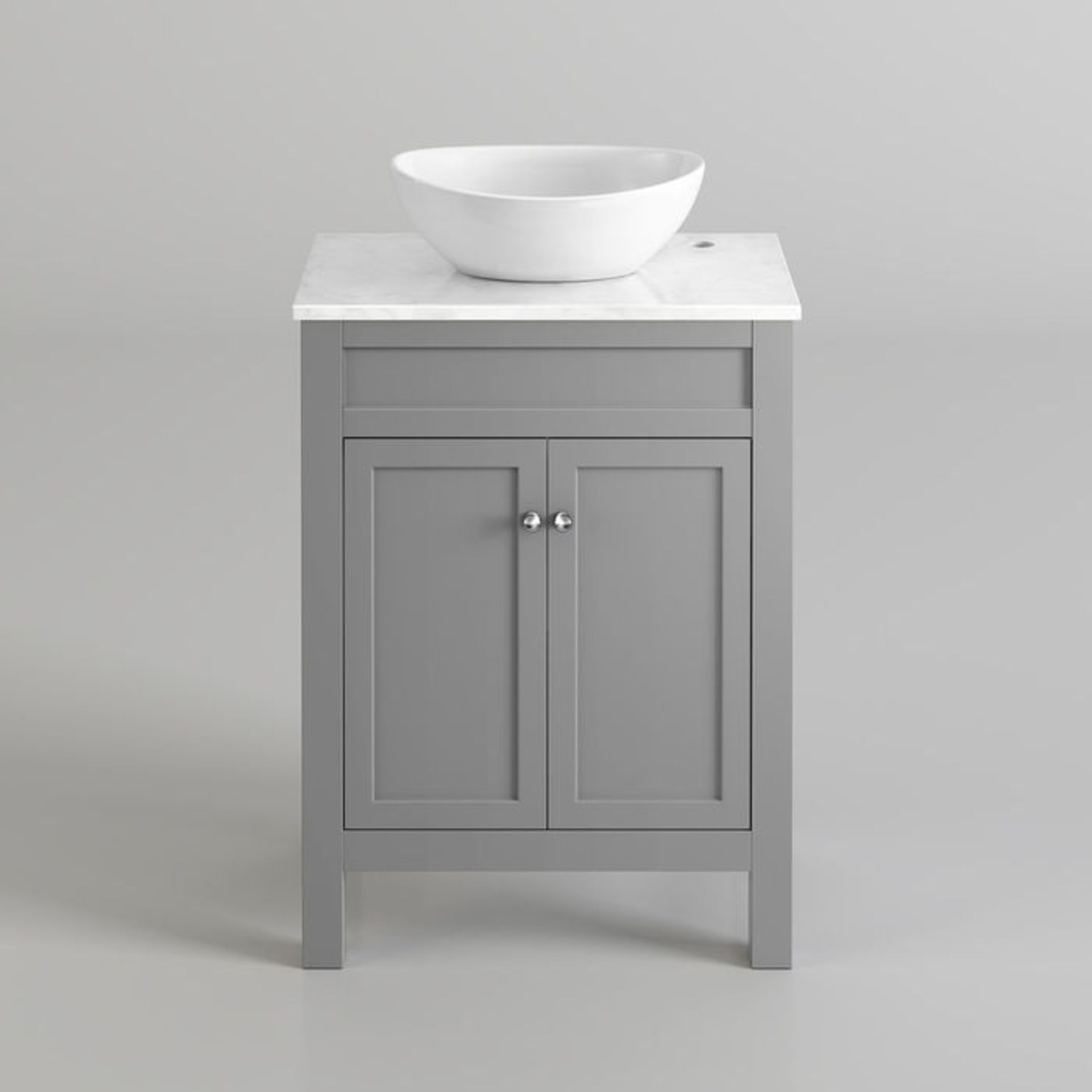 (MQ12) 600mm Melbourne Earl Grey Stone Countertop Unit & Camila Sink - Floor Standing. RRP £54... - Image 2 of 2