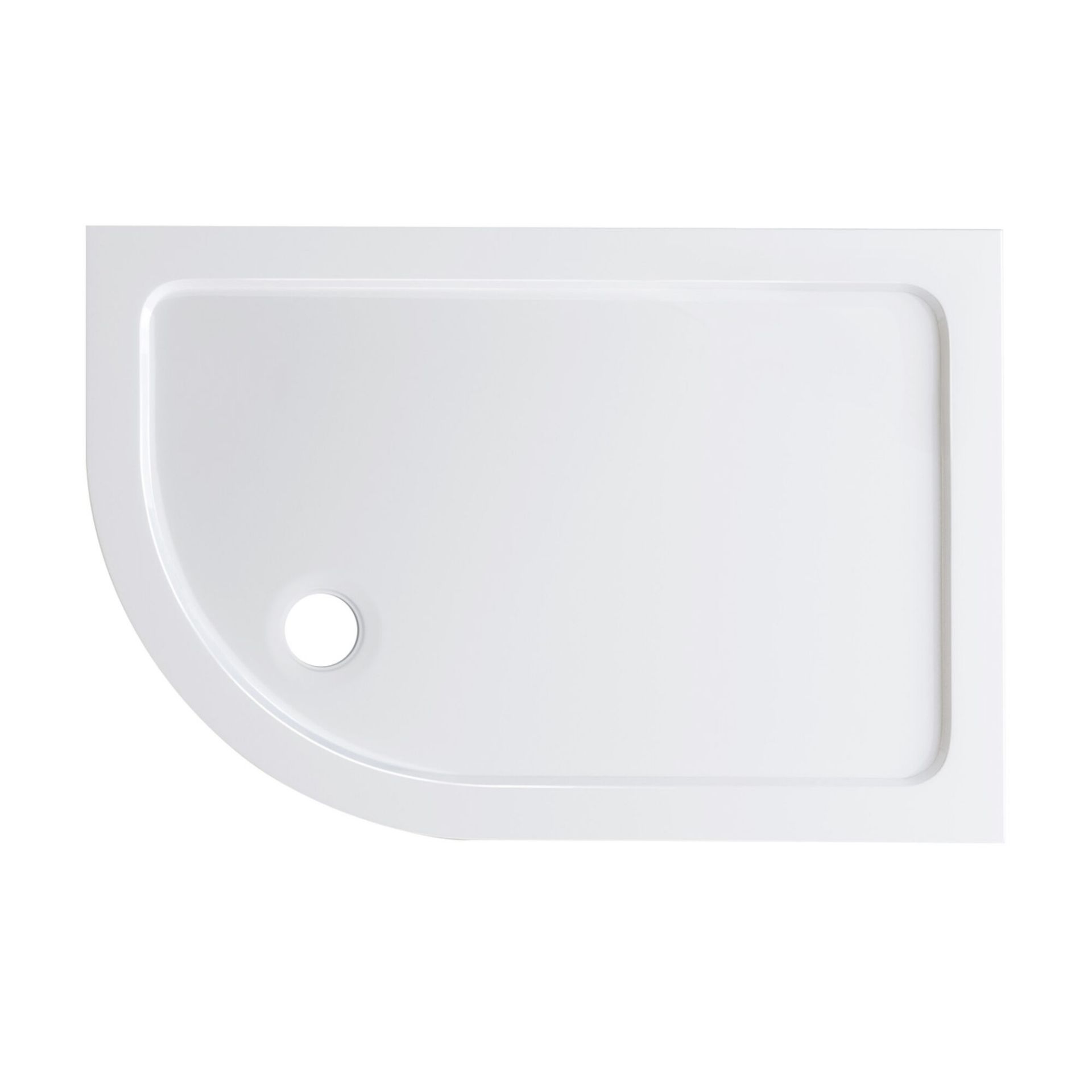 (MQ46) 1200x800mm Offset Quadrant Ultra Slim Stone Shower Tray - Left. Low profile ultra slim ...