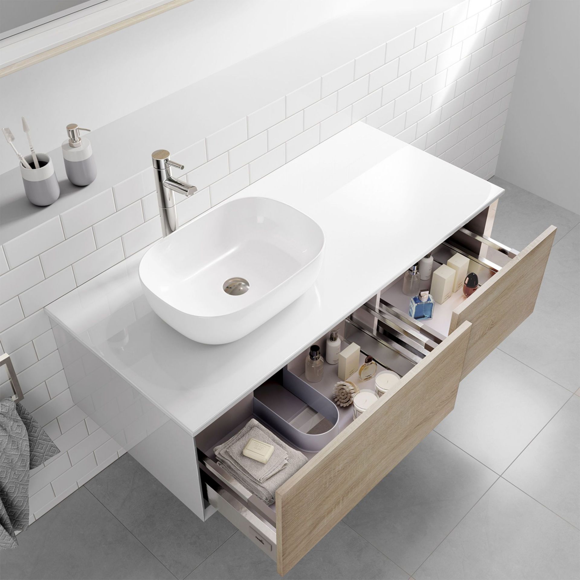 (MQ2) 1200mm Berg Countertop Vanity Unit. Includes a countertop basin, providing an elegant st... - Image 3 of 4