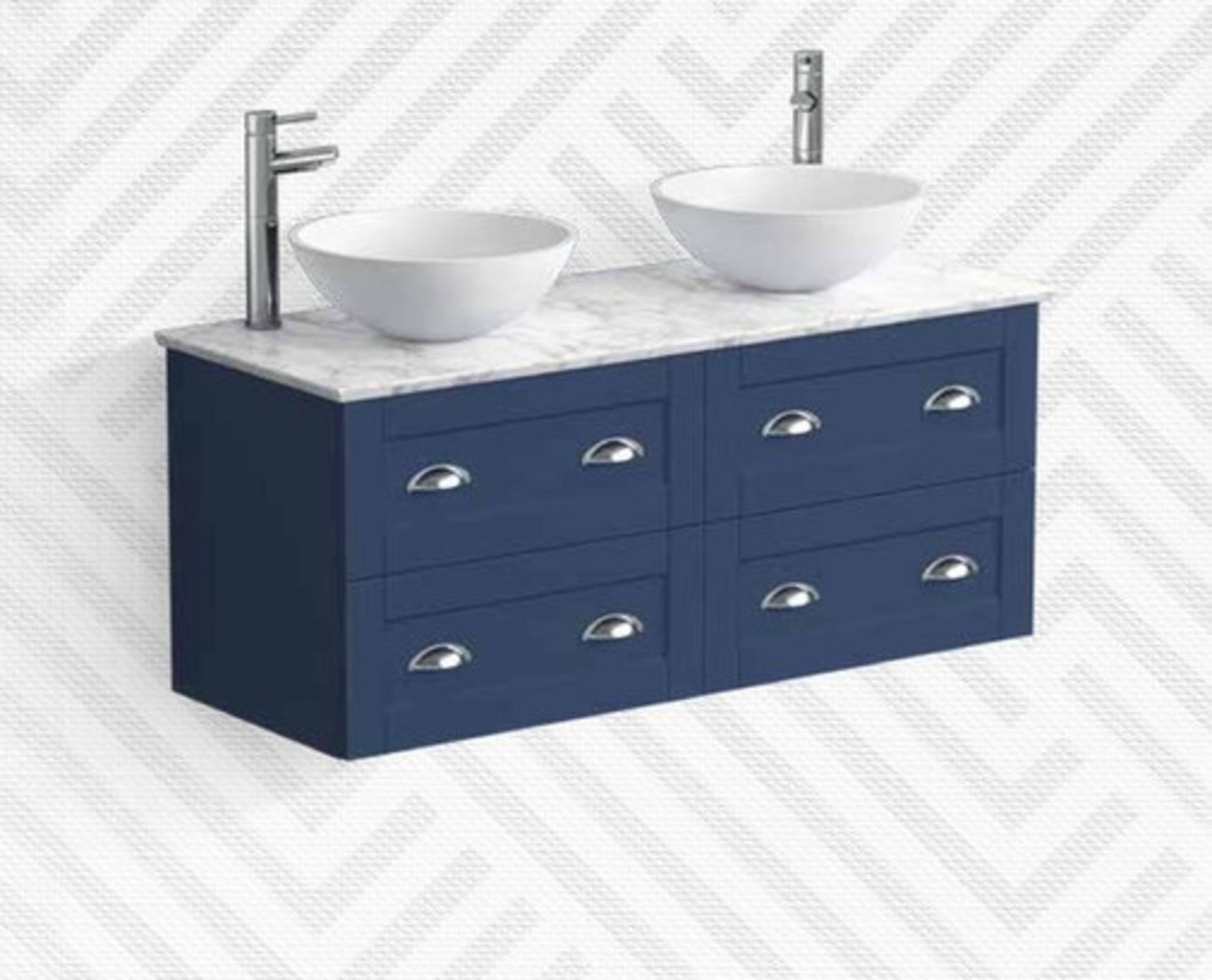(MQ4) 1200mm Hattie Countertop Vanity Unit. Comes complete with only one basin. Marble effect c... - Image 3 of 5