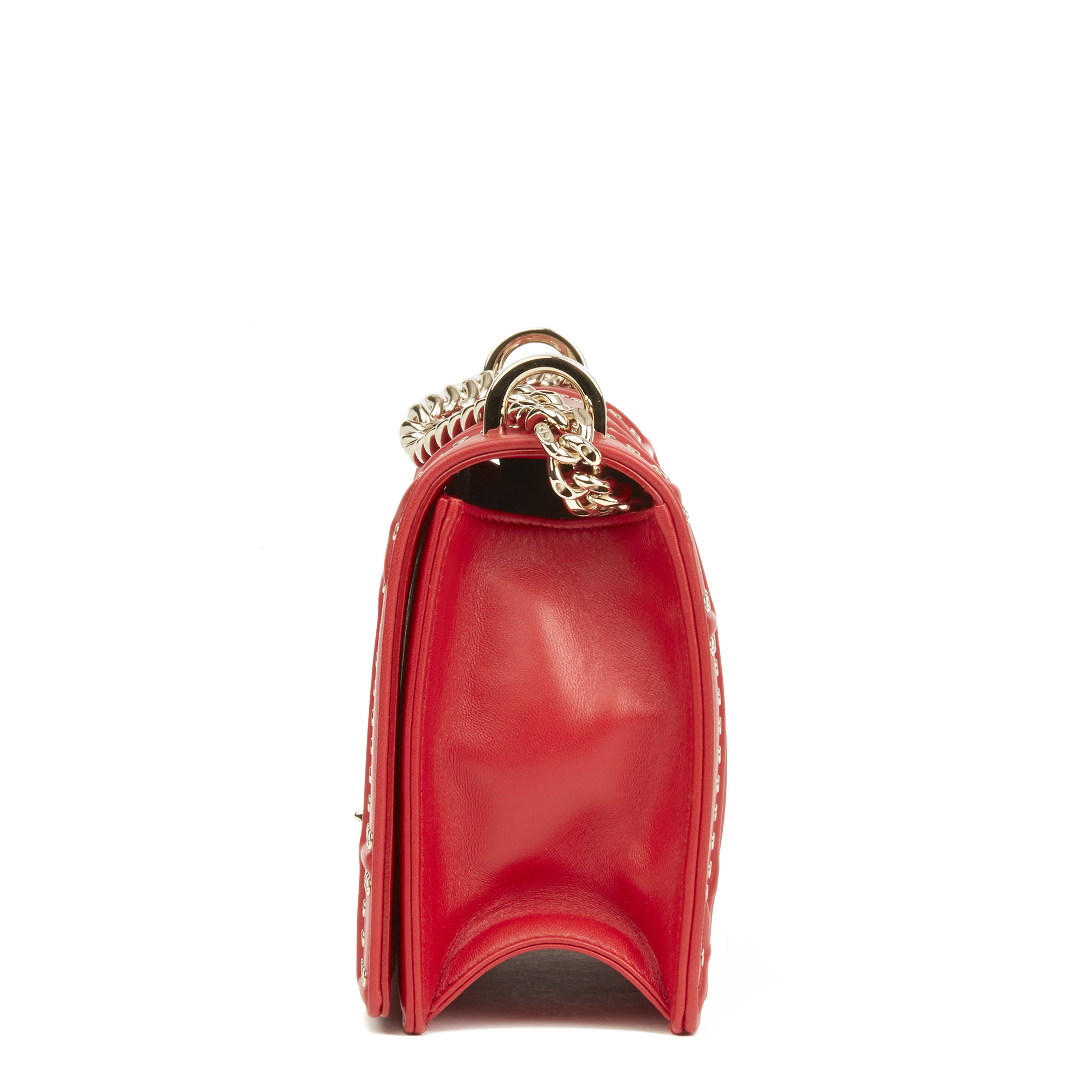 Red Lambskin Eyelet Diorama Flap Bag - Image 7 of 11