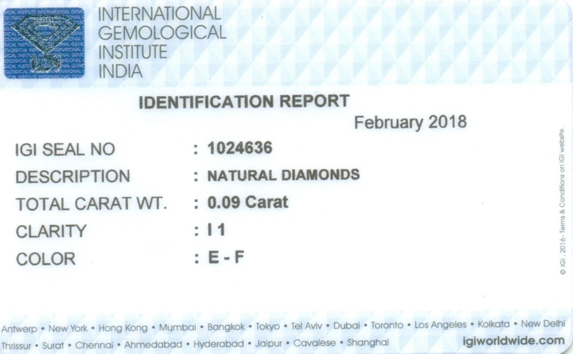 IGI Sealed 0.09 ct. Round Brilliant Diamond UNTREATED - Image 2 of 4