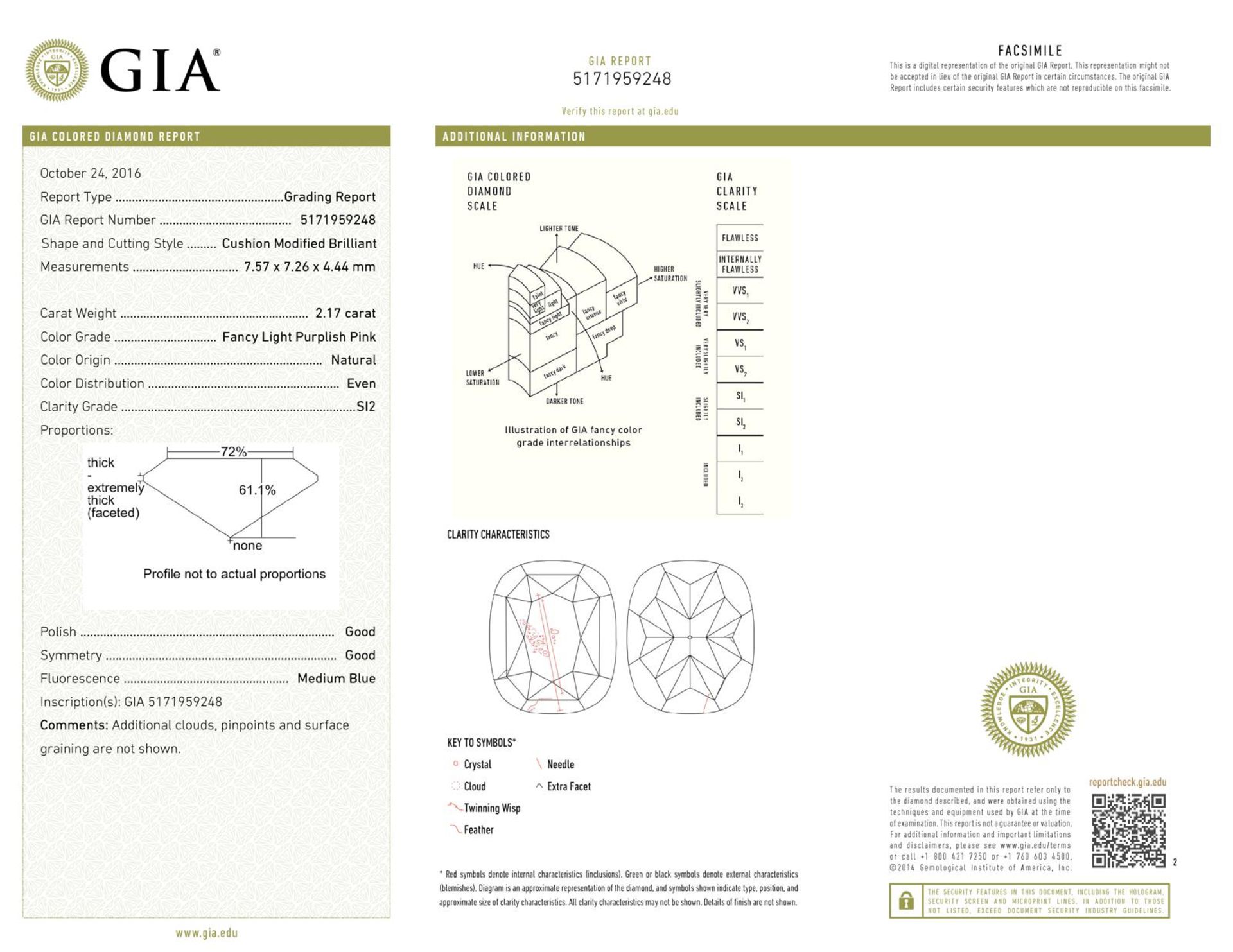 GIA Cert. 2.17 ct. Fancy Light Purplish Pink Diamond - SI2 - Image 2 of 2