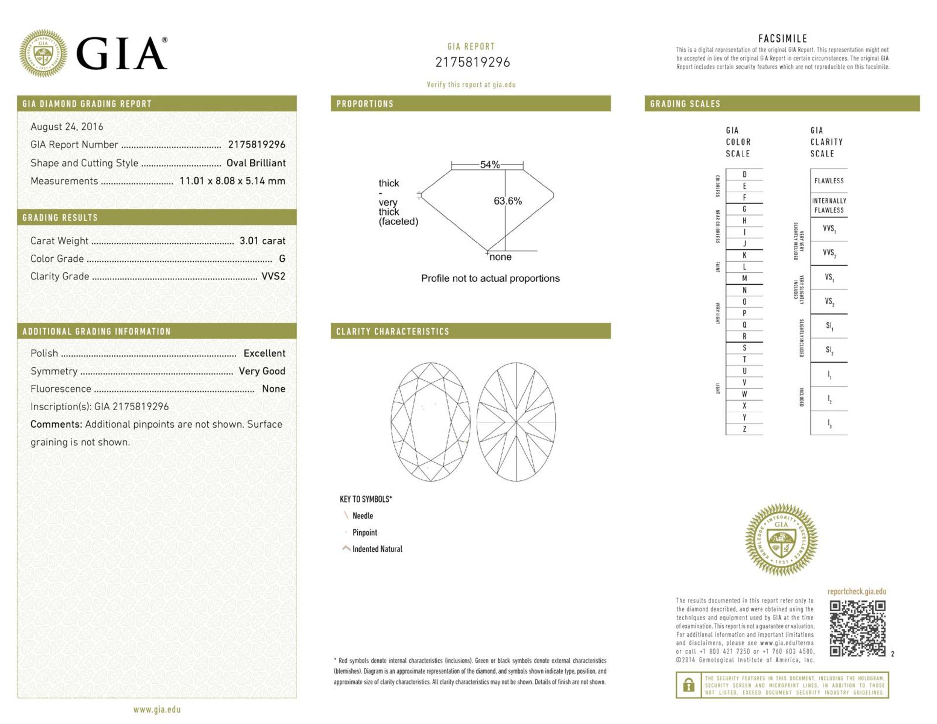 GIA Cert. 3.01 ct. Oval shape Diamond - G/VVS2 - Image 2 of 2