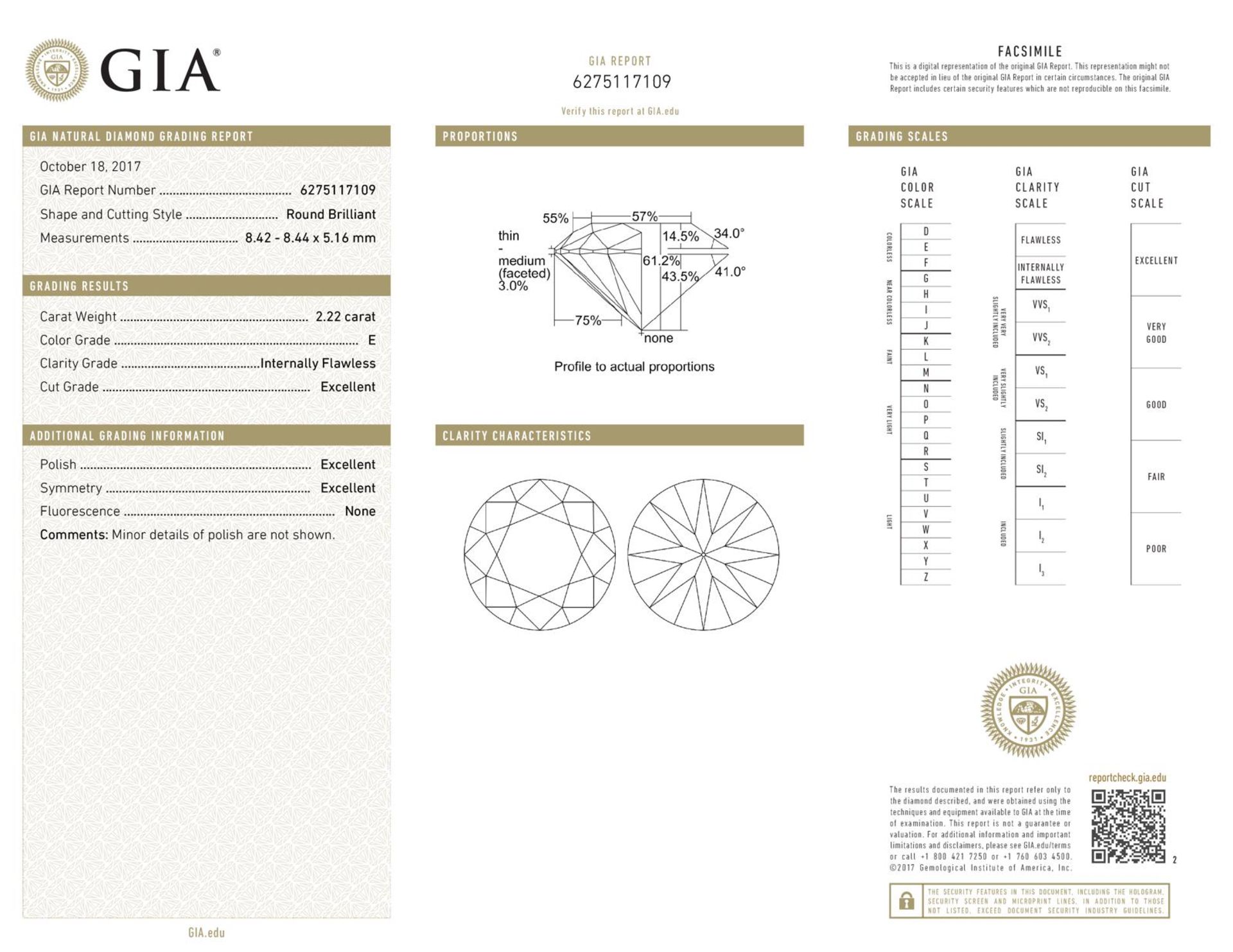 GIA Certified 2.22 ct. Diamond - E / IF - UNTREATED - Image 2 of 2