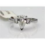 18ct White Gold Three Stone Claw Set Diamond Ring 1.19