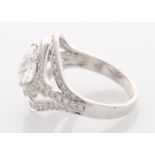 18ct White Gold Single Stone With Halo Setting Ring 2.76