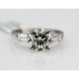 18ct White Gold Single Stone Prong Set With Stone Set Shoulders Diamond Ring 2.85