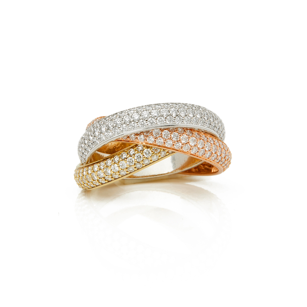 18k Yellow, White & Rose Gold Diamond Classic Trinity Ring