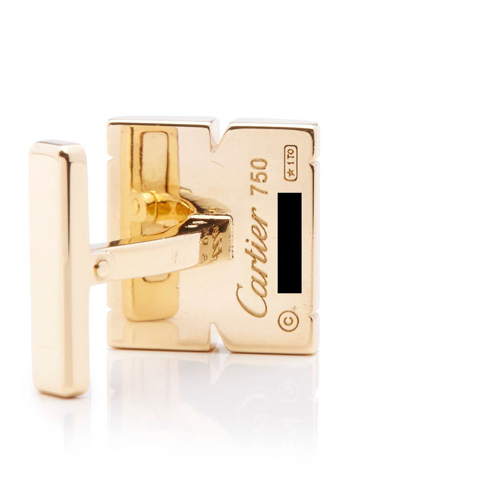 18k Yellow Gold Diamond Tank Francaise Cufflinks - Image 6 of 10