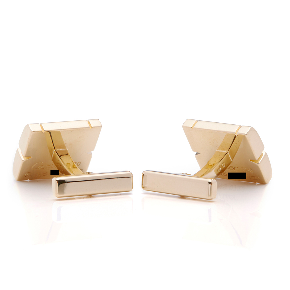 18k Yellow Gold Diamond Tank Francaise Cufflinks - Image 7 of 10