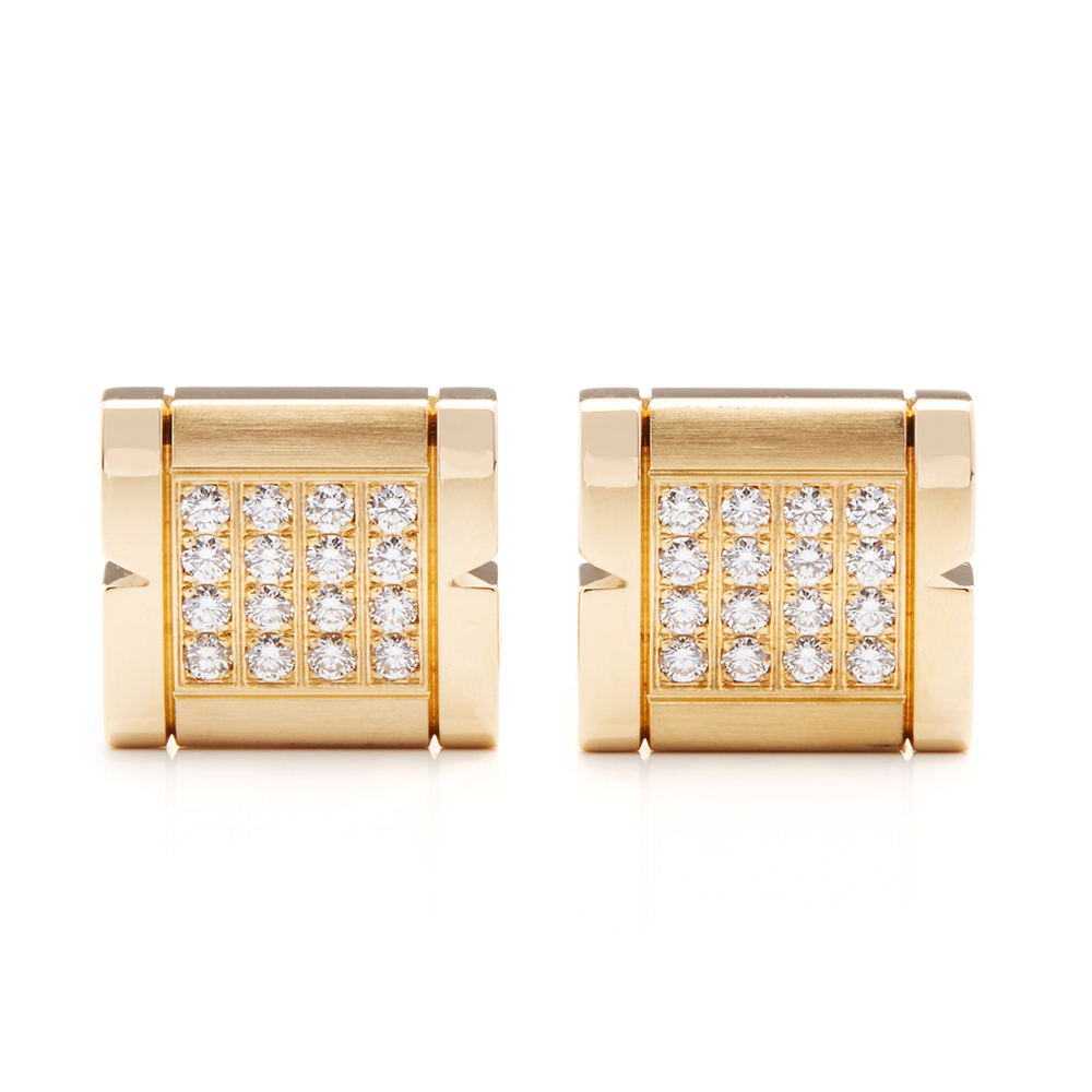 18k Yellow Gold Diamond Tank Francaise Cufflinks