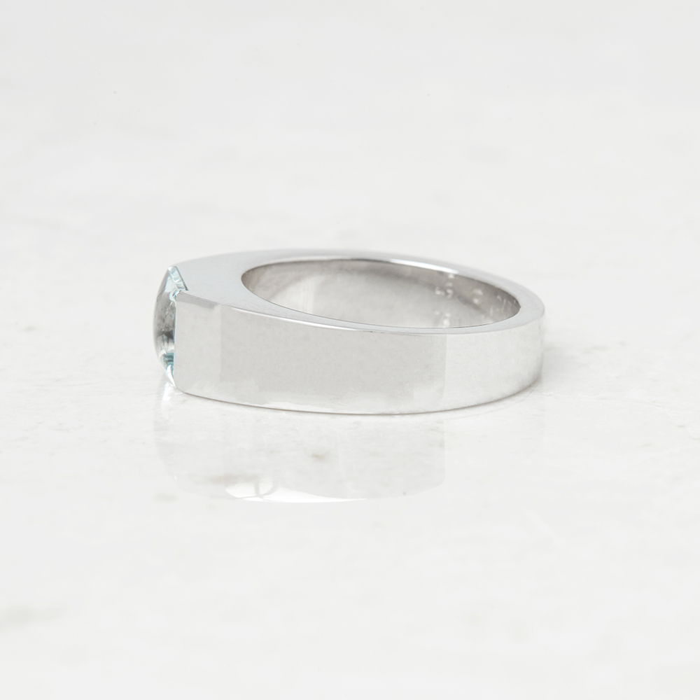 18k White Gold Aquamarine Tank Ring - Image 10 of 11