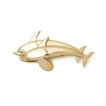 18k Yellow Gold Vintage Dolphin Brooch
