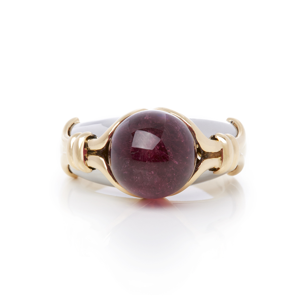 18k Yellow & White Gold Cabochon Tourmaline Ring - Image 10 of 10