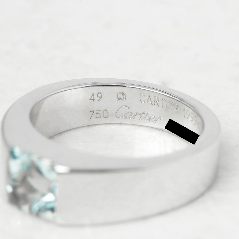 18k White Gold Aquamarine Tank Ring - Image 5 of 11