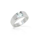 18k White Gold Aquamarine Tank Ring